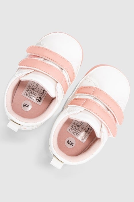 BABY GIRLS’ ECRU AND PINK TRAINERS WITH VELCRO 2