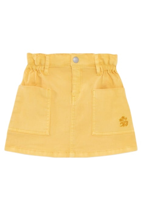 GIRLS' YELLOW DENIM SKIRT WITH ROCK JUNGLE PRINT SCARF 1