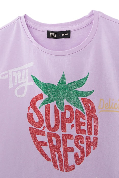 GIRLS’ LILAC T-SHIRT WITH STRAWBERRY SLOGAN PRINT 3