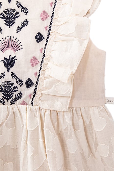 GIRLS’ ECRU DRESS WITH EMBROIDERY AND FLOWER JACQUARD 5