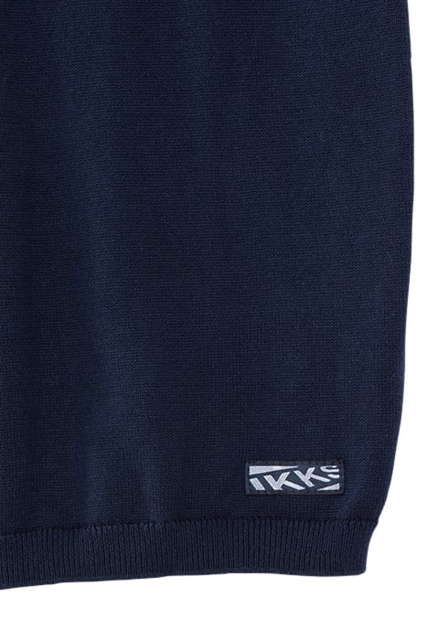 BOYS’ NAVY KNIT POLO SHIRT WITH PLACED STRIPES 4