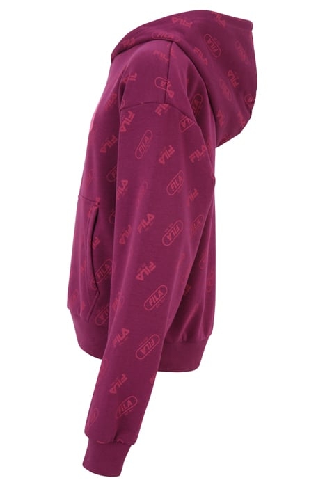 LOITZ CROPPED AOP HOODY PLUM CASPIA PILL LOGO AOP 3