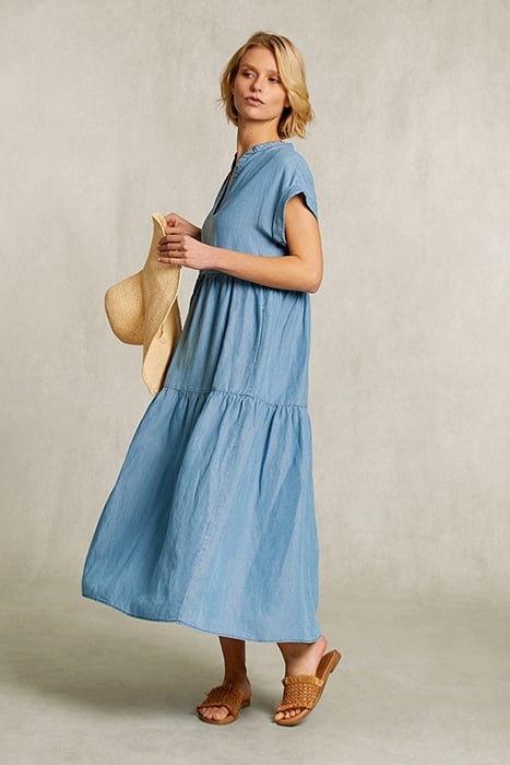 BLUE RUFFLED DENIM DRESS DENIM 3