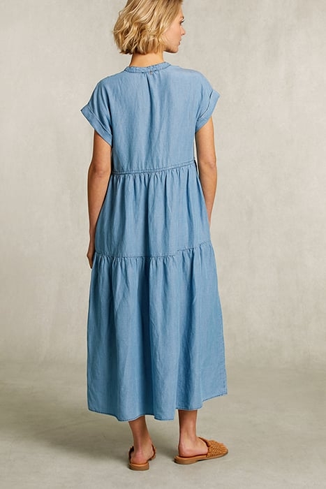 BLUE RUFFLED DENIM DRESS DENIM 2