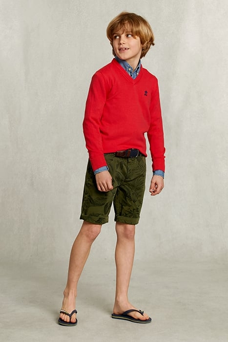 NORMAL FIT BASIC V-NECK PULLOVER POMEGRANATE MIX PINK 3