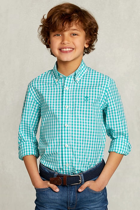 CUSTOM FIT CHECKED SHIRT GREEN.WHITE GREEN 1