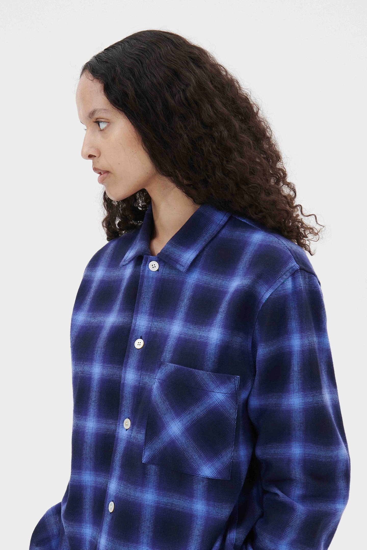 UNISEX FLANNEL, PYJAMAS SHIRT DARK BLUE PLAID 1