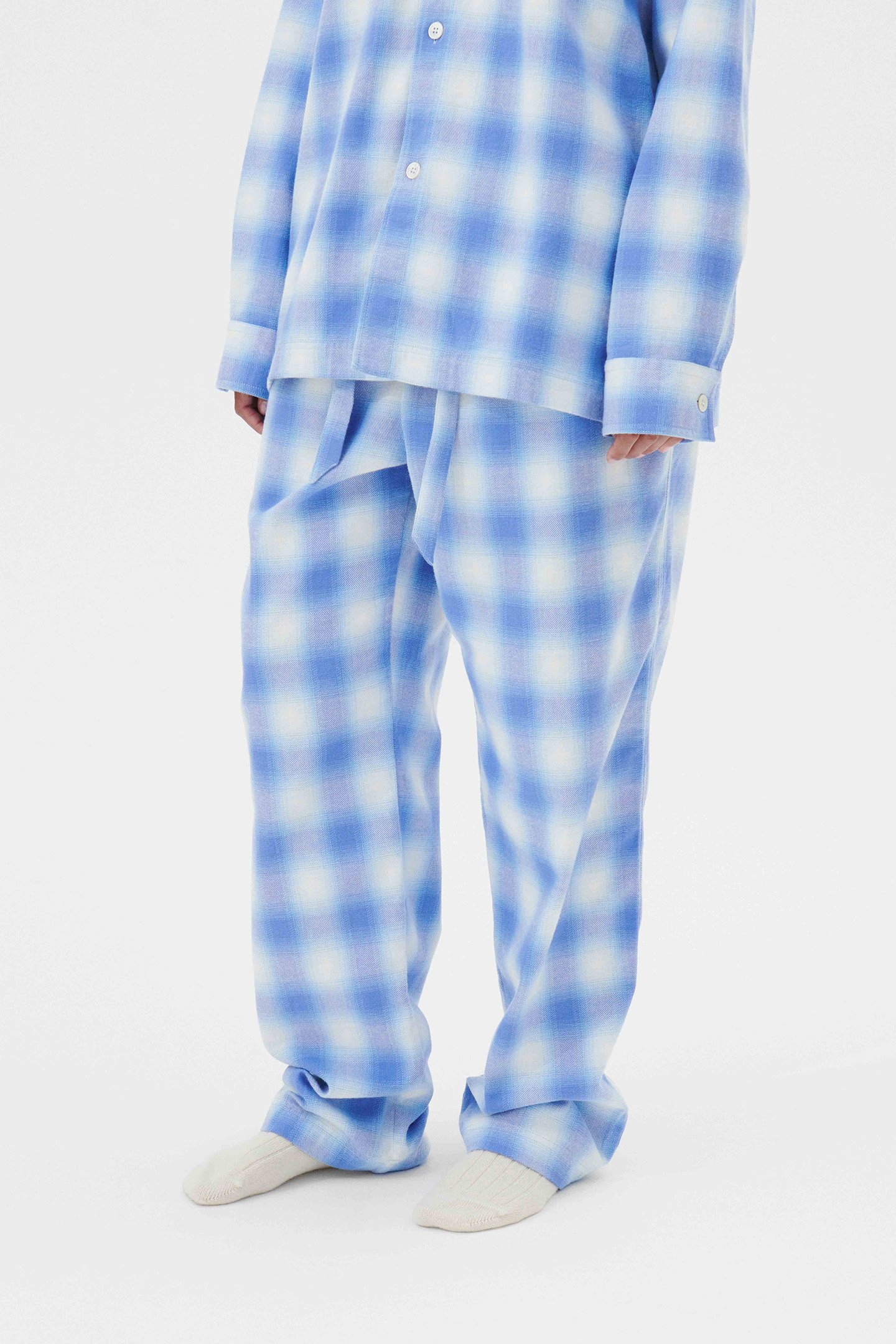 UNISEX FLANNEL, PYJAMAS PANTS LIGHT BLUE PLAID 1