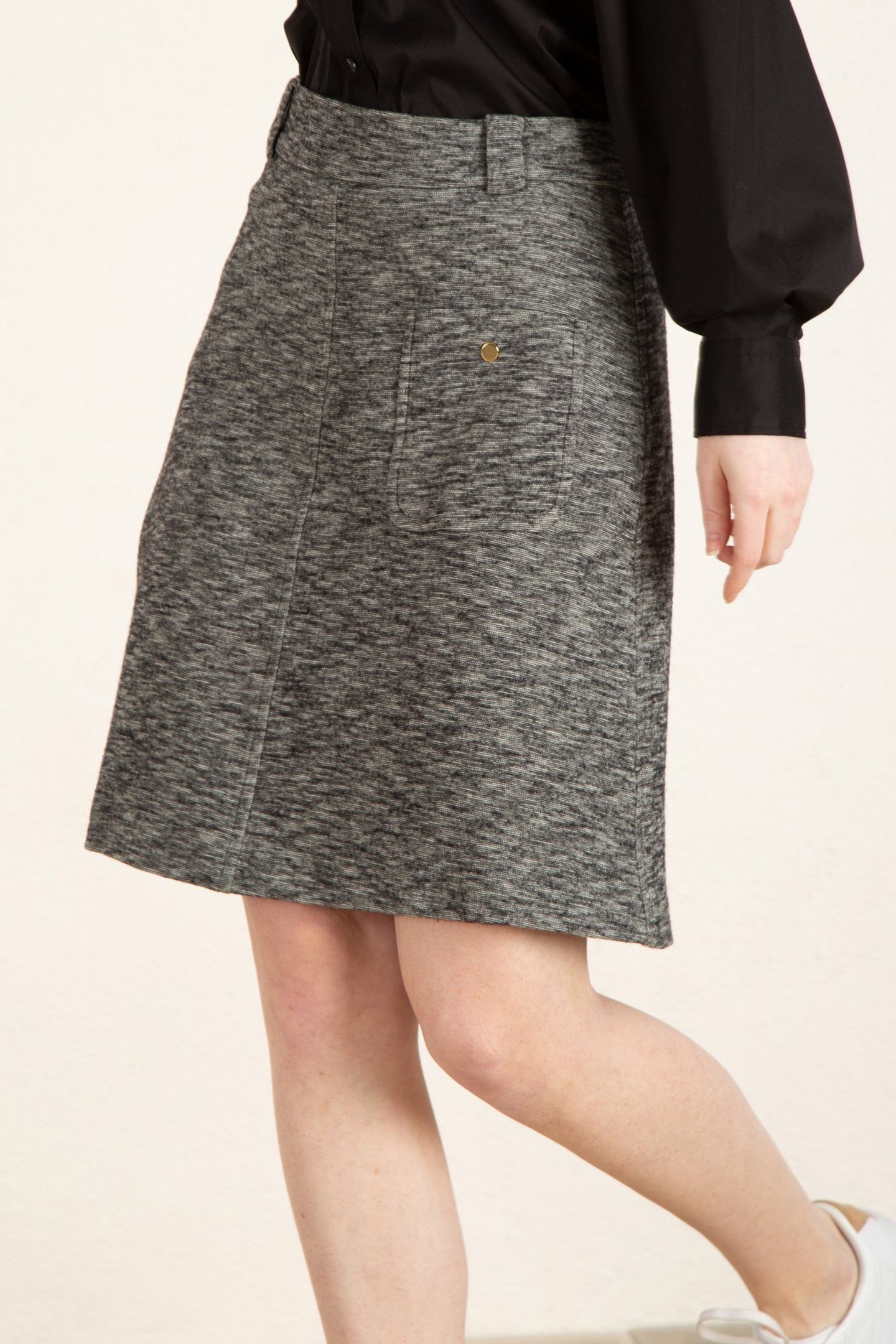 SHAPED SKIRT BLACK MELANGE 4