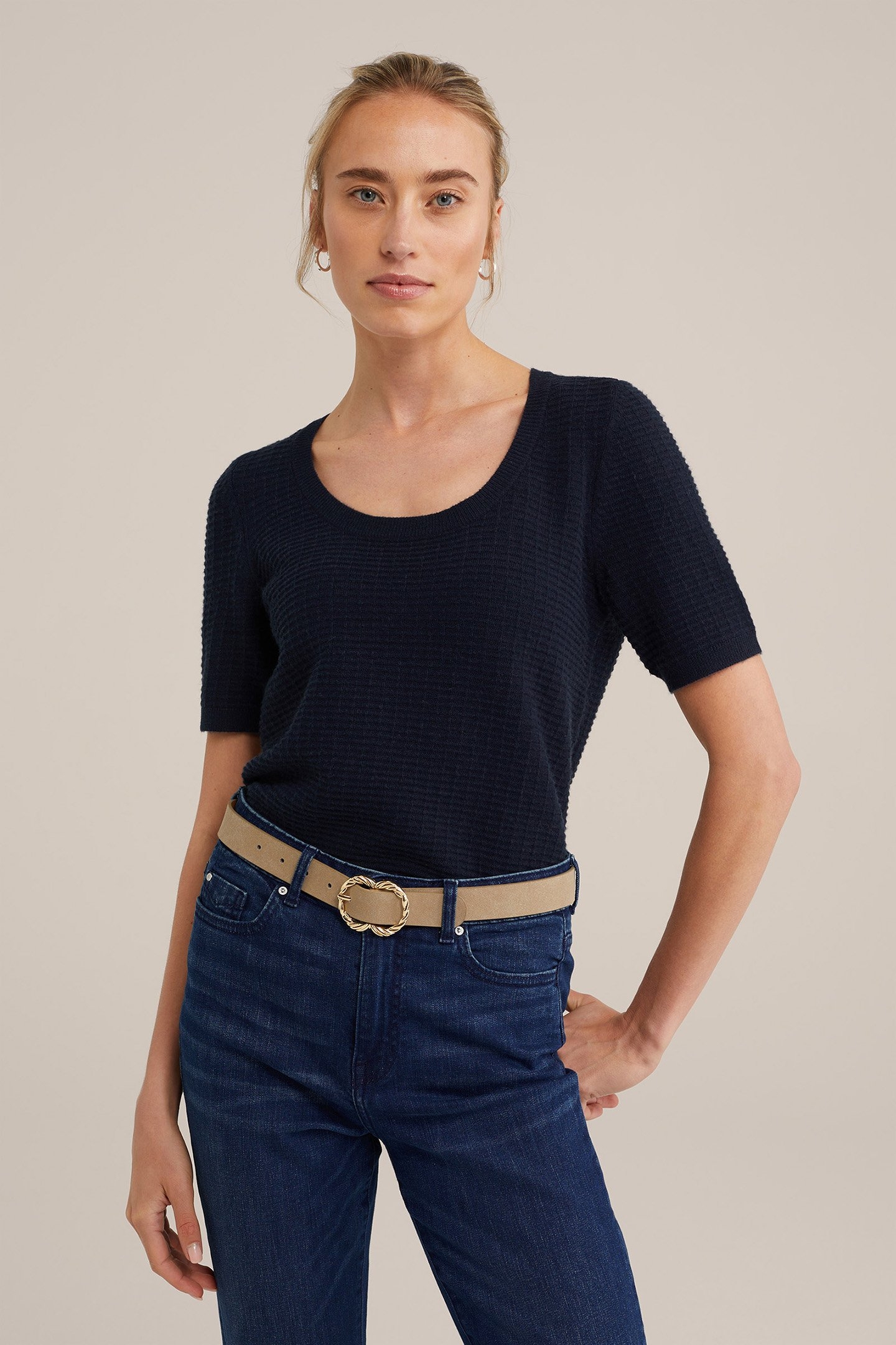 KNITTED PULLOVER NAVY BLUE 1