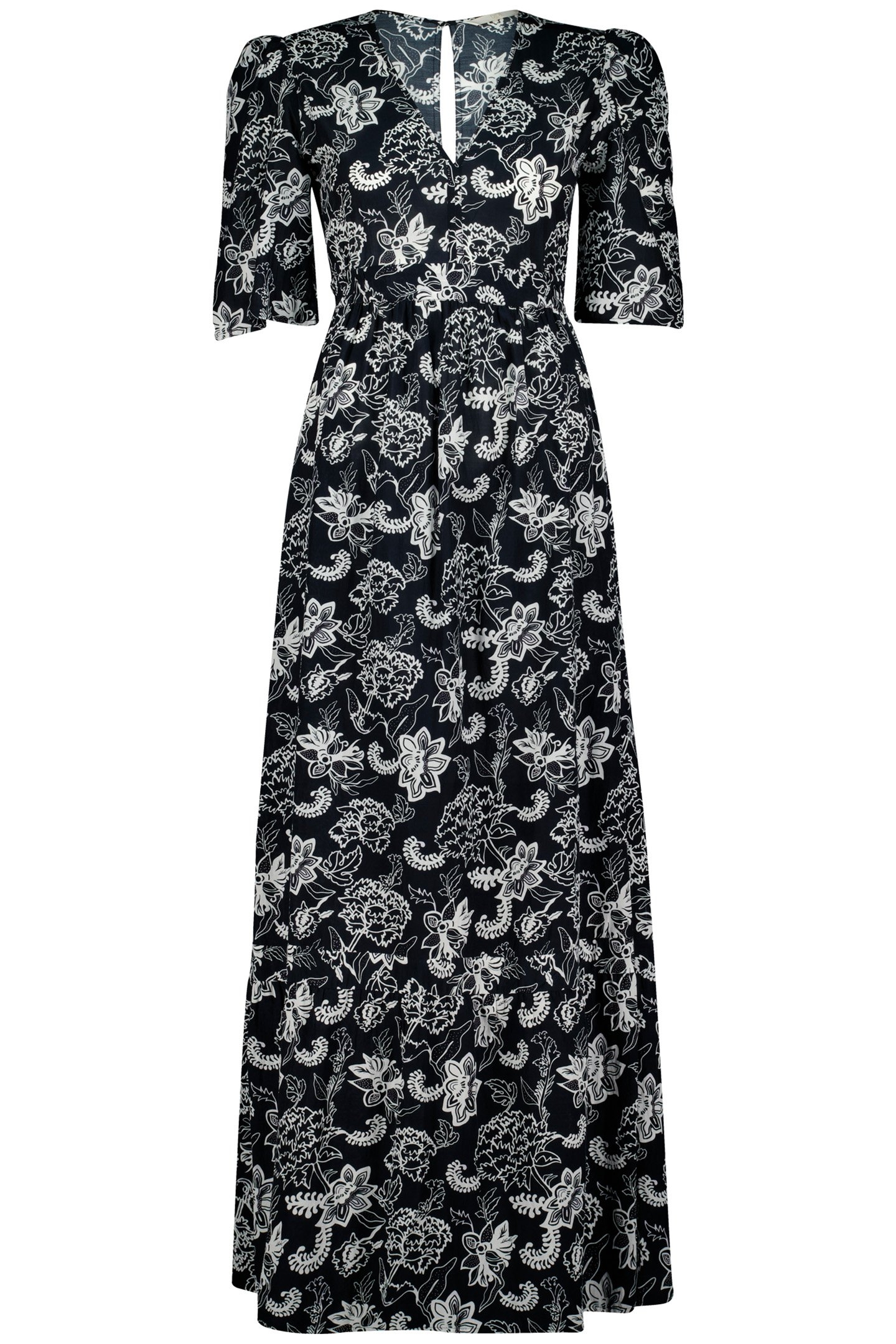 MAXI MAXI DRESS BUENO DARKBLUE WITH WHITE SENNA PRINT 3
