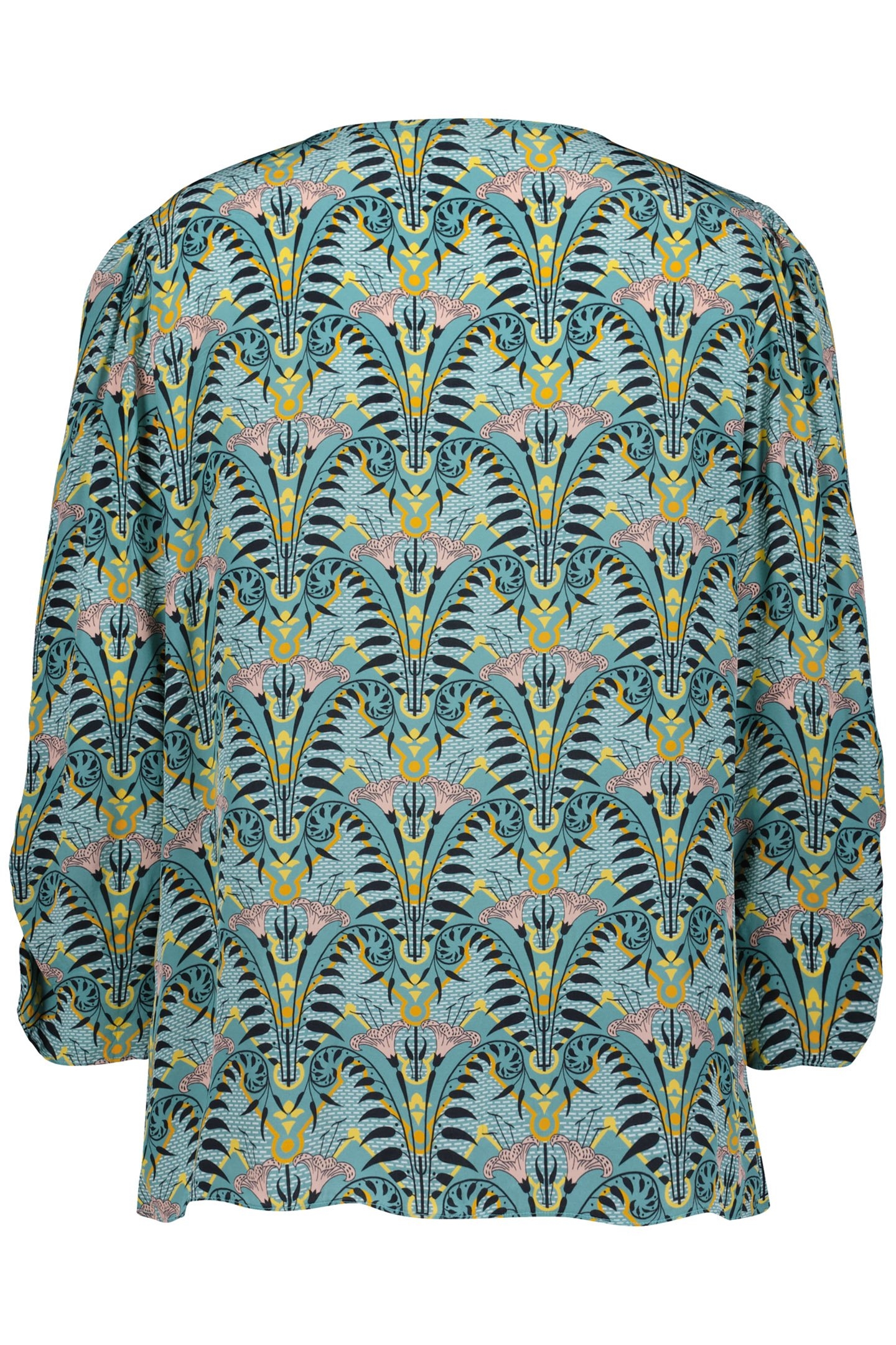 BLOUSE IDYLLIC AQUA SEA WITH FOUNTAIN PRINT 5