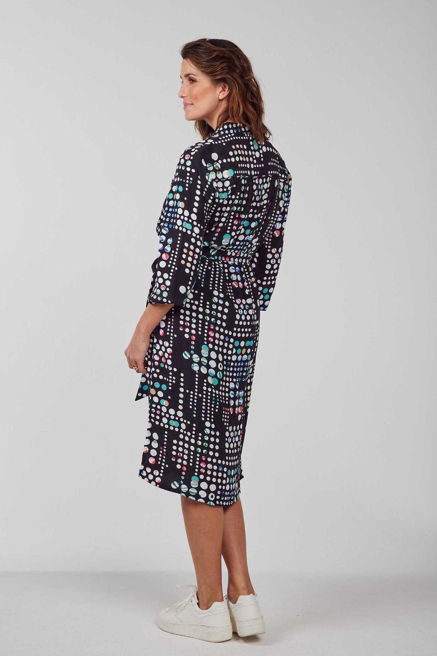 LONGER TUNIC PRECIOUS, 3/4 SLEEVE BLACK WITH SECRET DOT PRIN 3