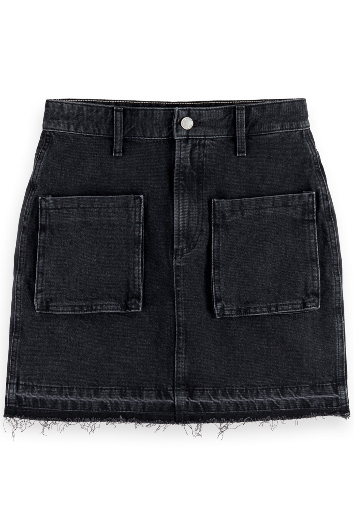 WASHED BLACK DENIM MINI SKIRT WITH CARGO POCKETS CITY BUZZ 3