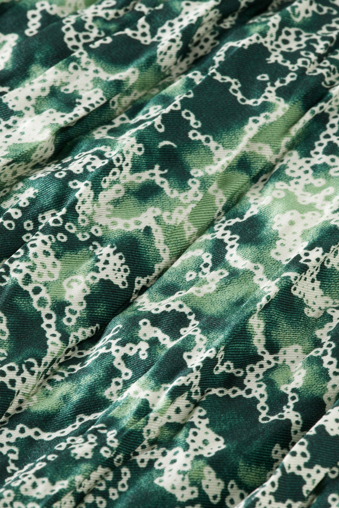 PLEATED CRINKLE SKIRT SHIBORI FLORAL GREEN 3