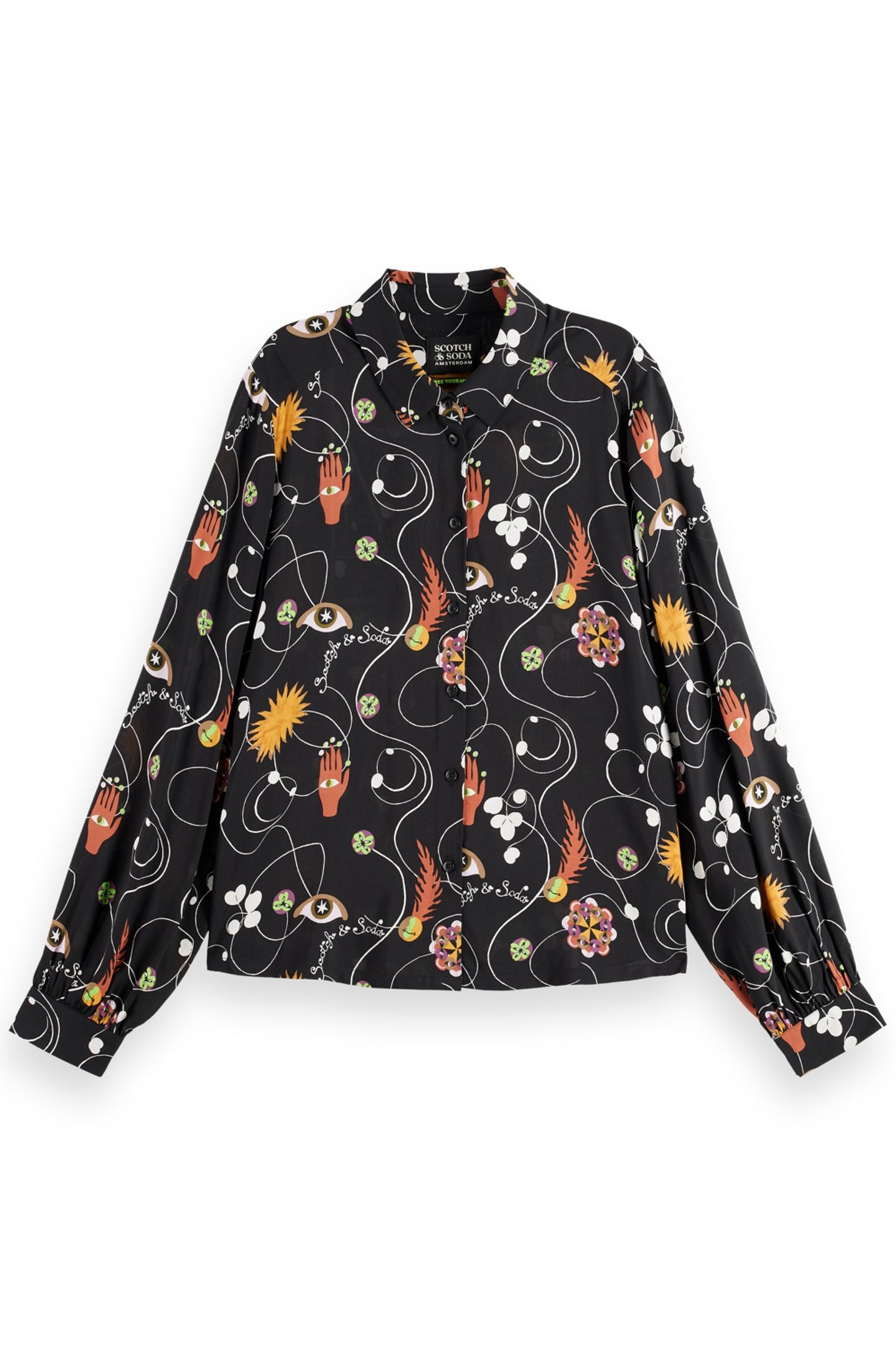 VISCOSE PRINTED BALLOON SLEEVE SHIRT FREE MIND 4