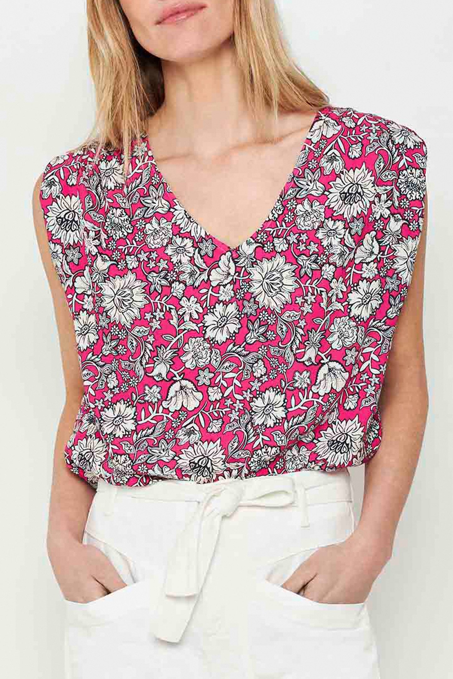 CURVE _ FUCHSIA TOP WITH DAISY PRINT FUCHSIA 1