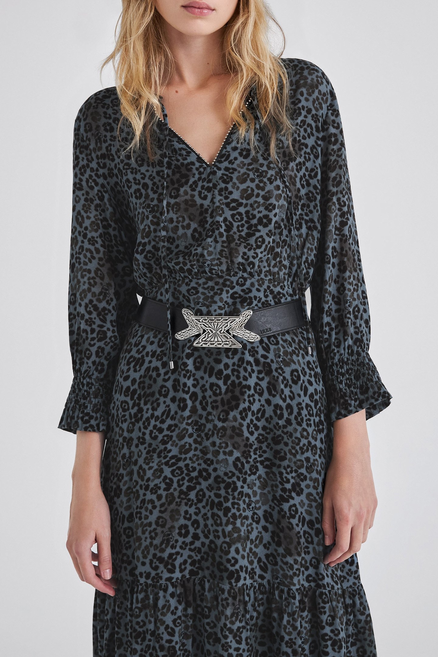 BLUE LENZING™ ECOVERO™ ROCK LEOPARD LONG DRESS 3