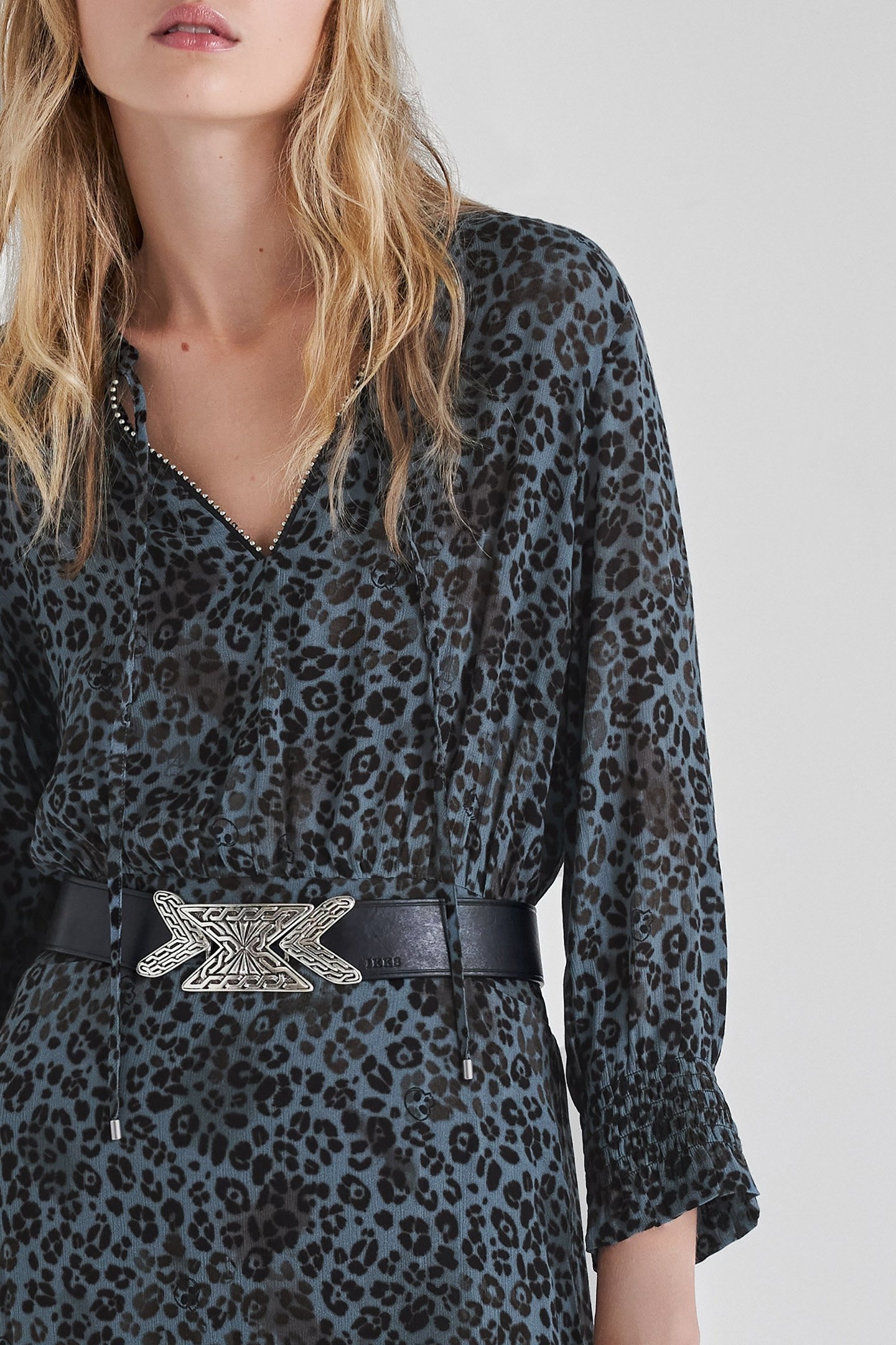 BLUE LENZING™ ECOVERO™ ROCK LEOPARD LONG DRESS 4