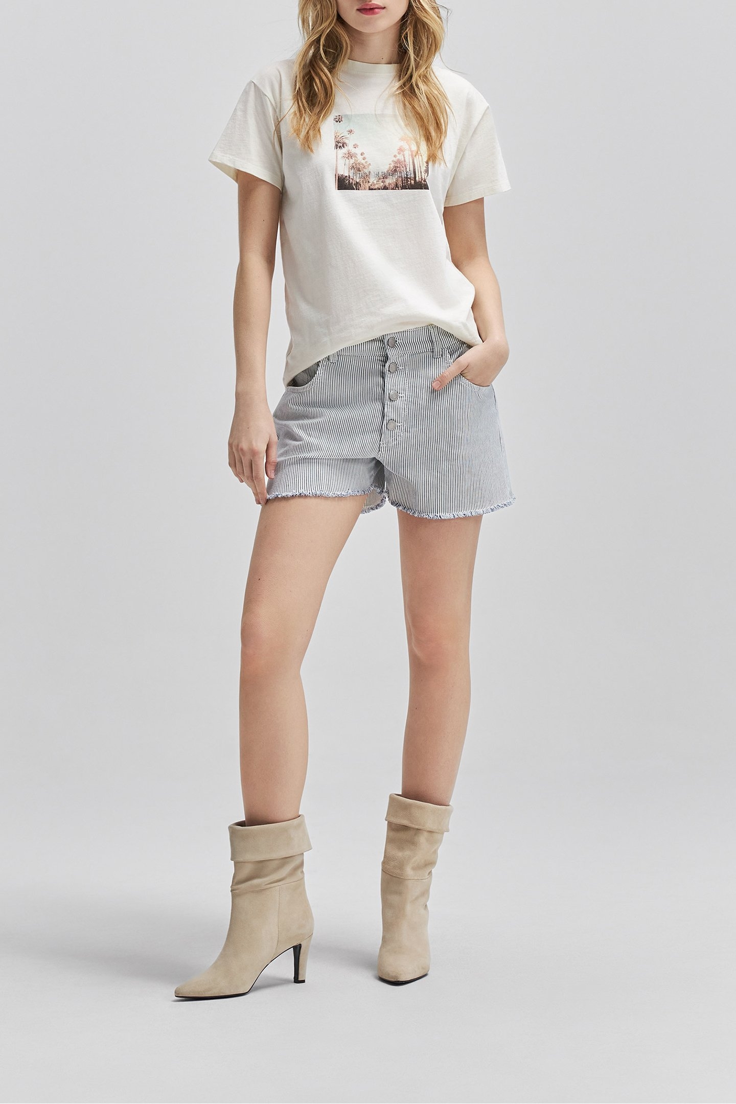 WHITE ORGANIC COTTON T-SHIRT, DIAMANTÉ PALM PHOTO 3