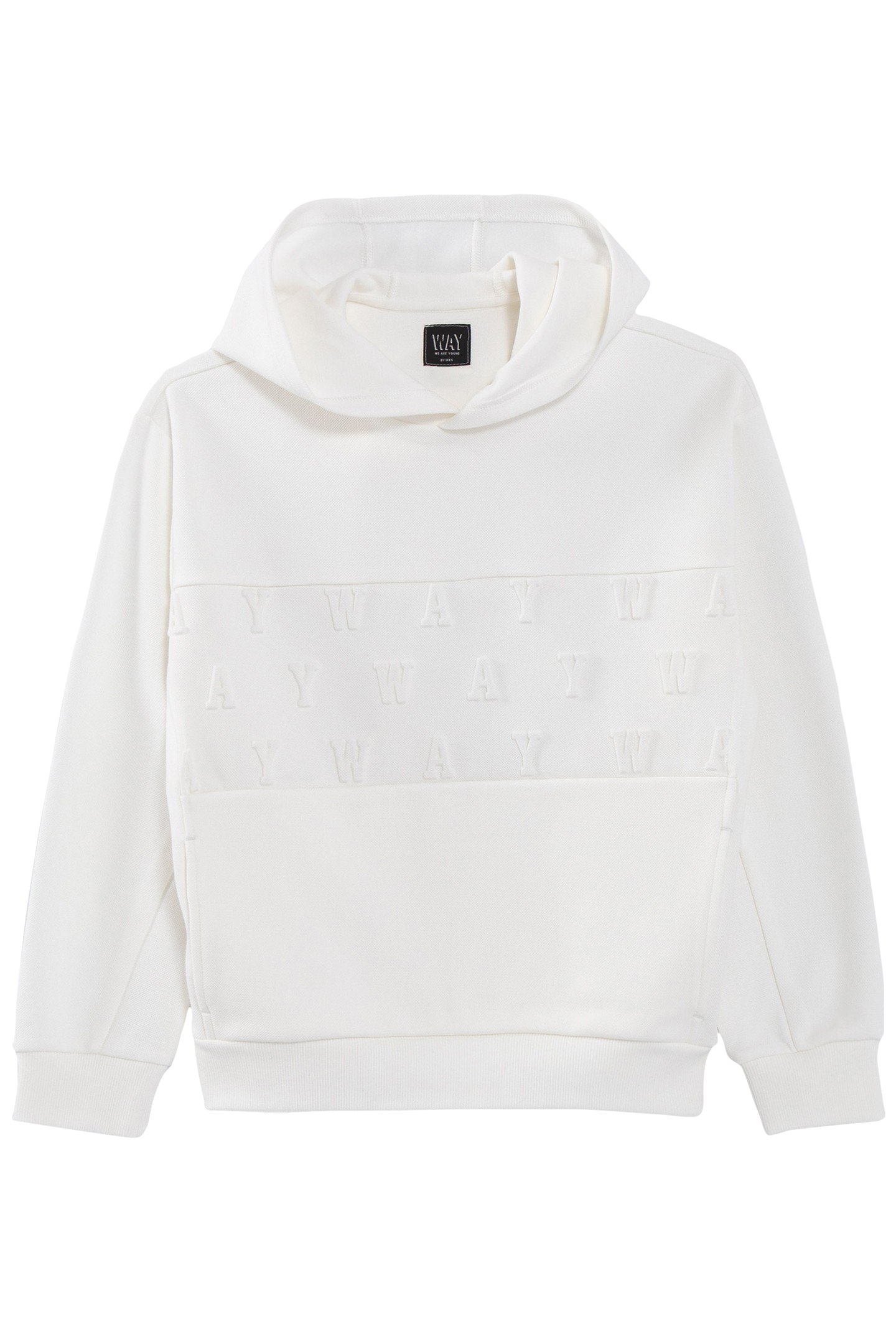 BOYS' OFF-WHITE PIQUE HOODIE WITH EMBOSSED LOGO 1
