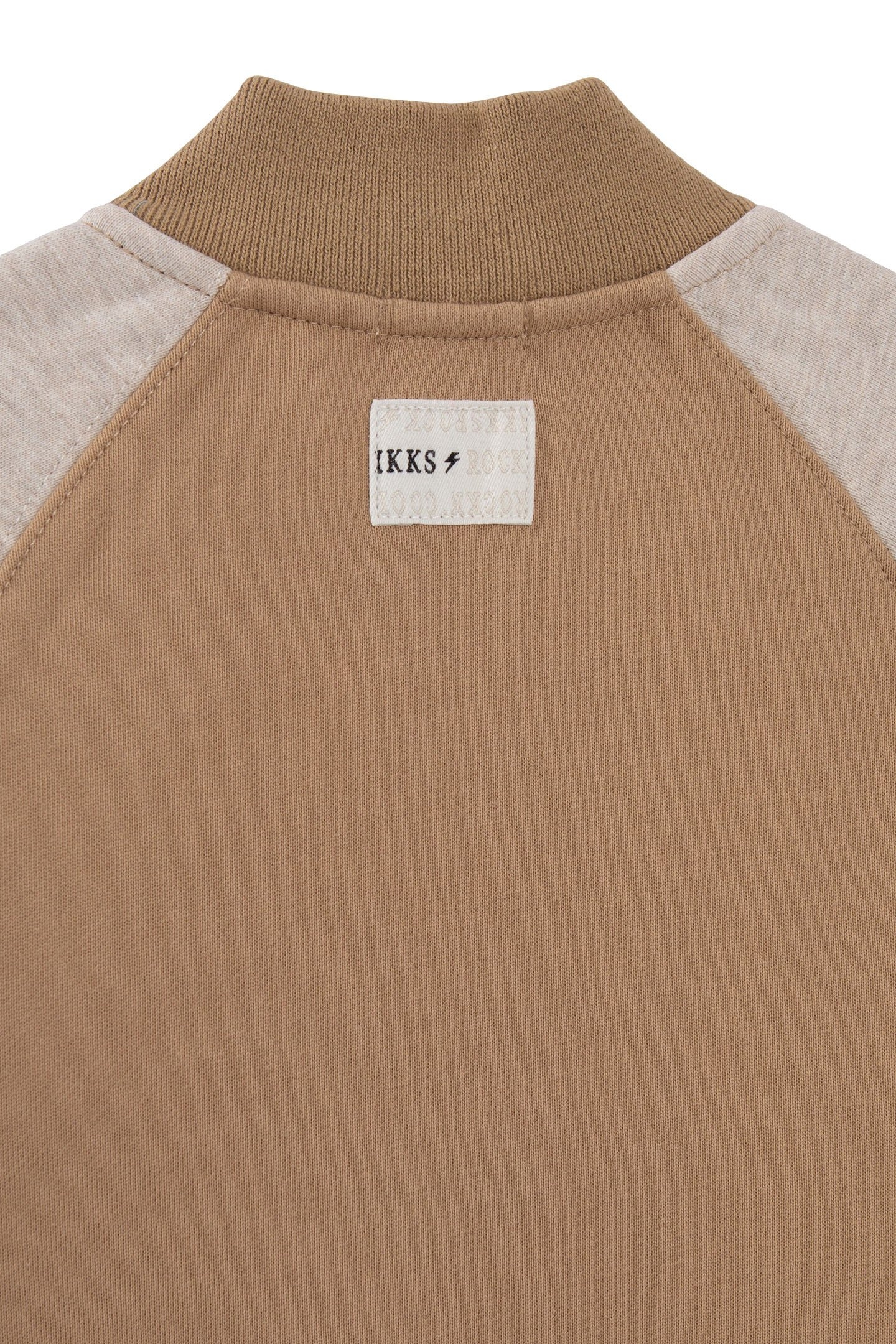 BOYS' BEIGE AND GREY VARSITY JACKET-STYLE CARDIGAN 4