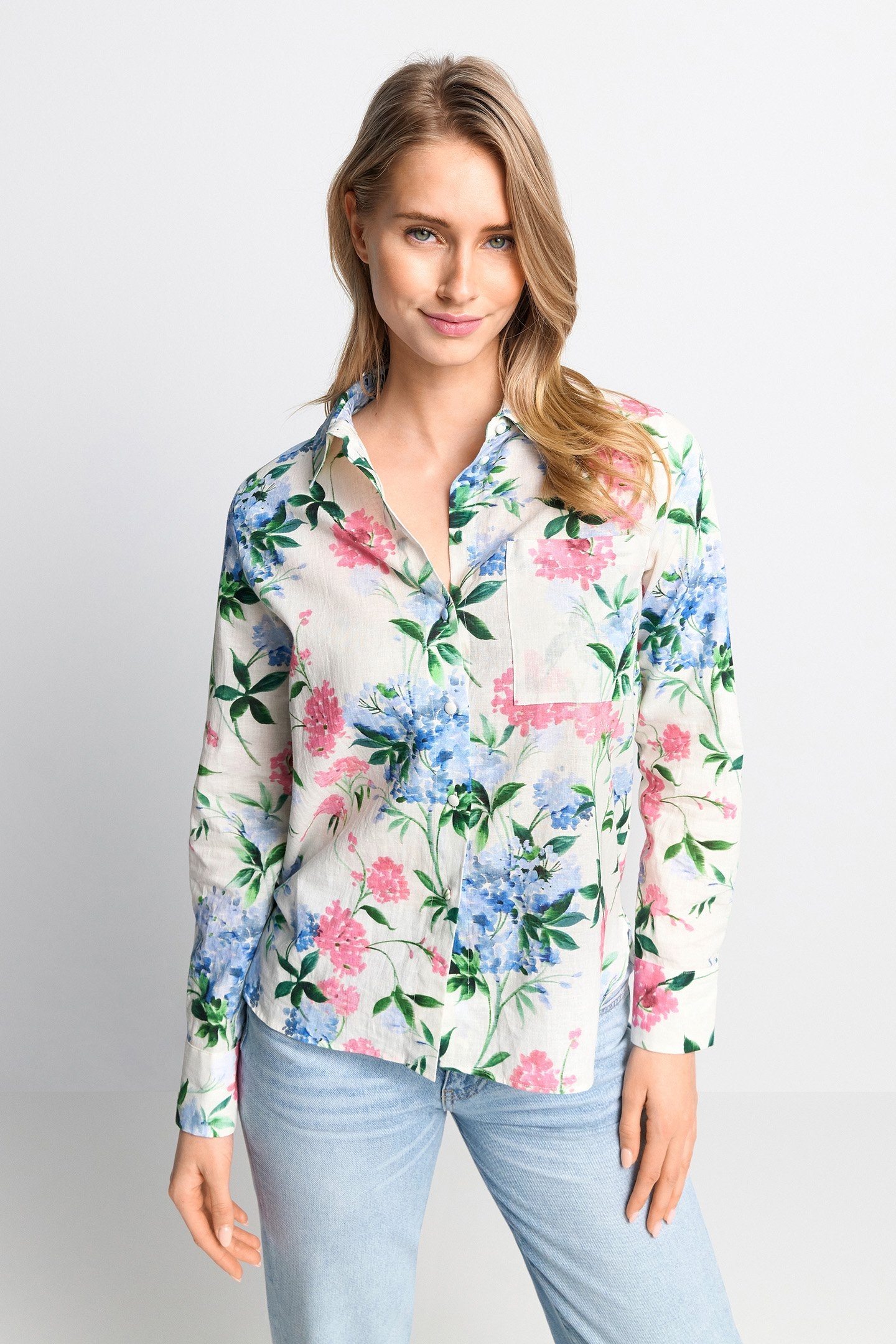 PRINTED BLOUSE SUSTAINABLE WHISPER WHITE 1