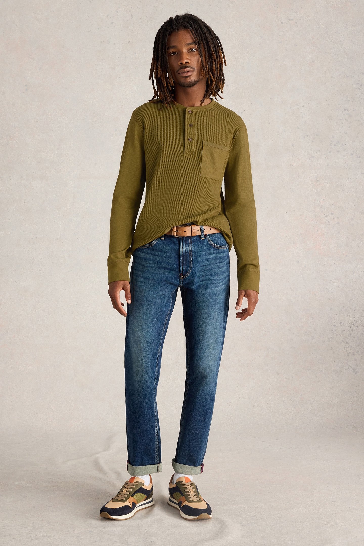 ANDOVER LS HENLEY KHAKI GREEN 1