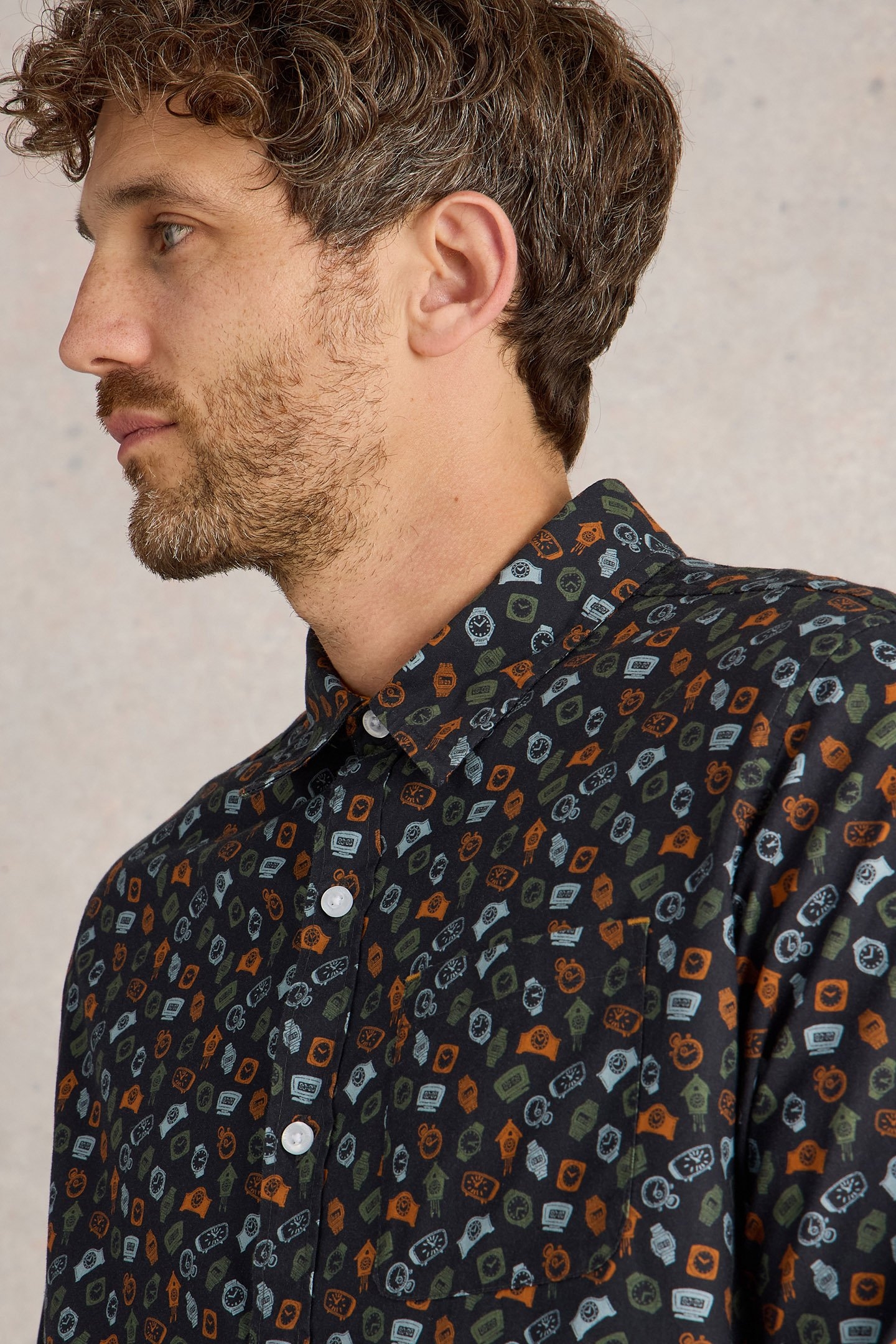 CLOCK PRINTED SHIRT NAVY PRINT 5