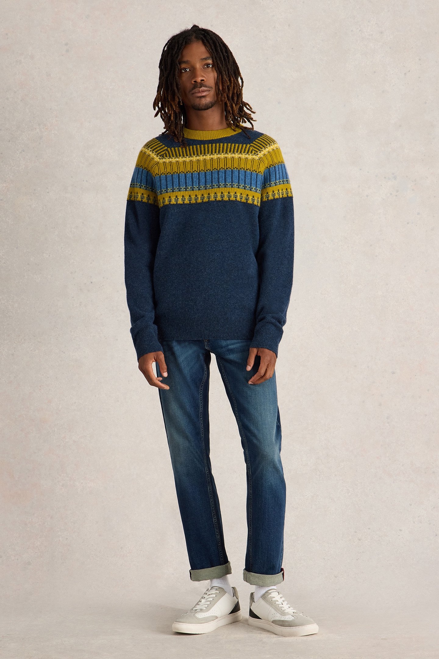 BLOCK FAIRISLE CREW NECK NAVY MULTI 1