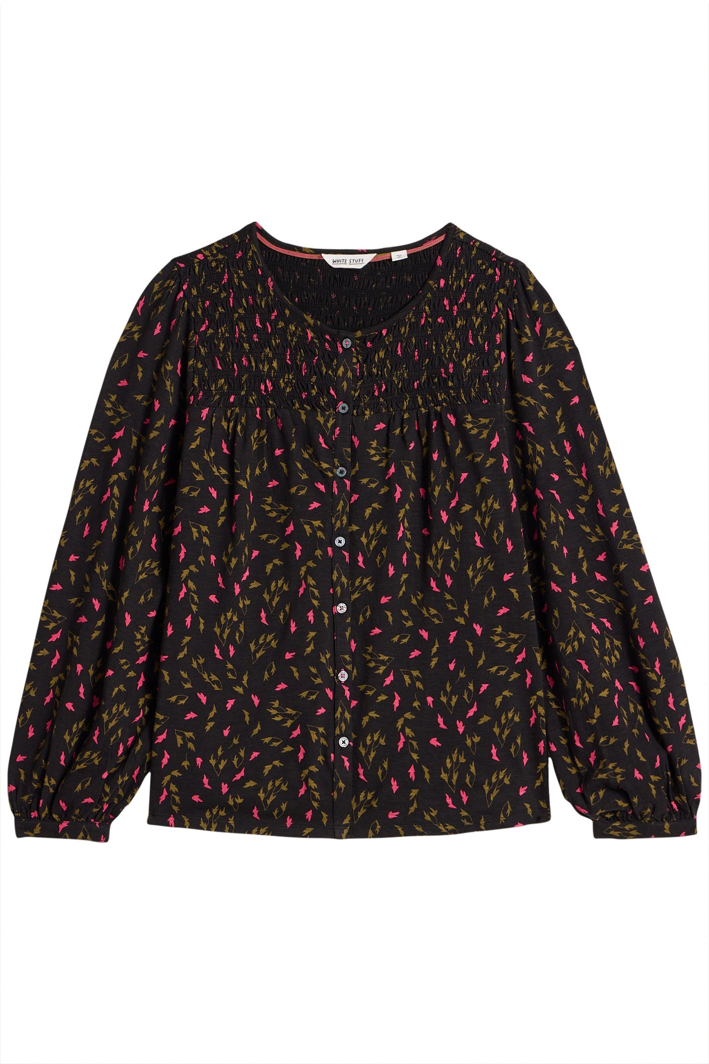 DANIELLA SHIRRED TOP BLACK PRINT 4