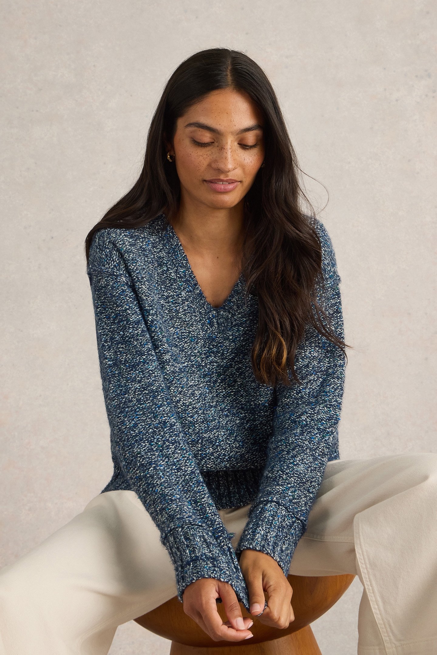 TAMMY TEXTURED V NECK DARK NAVY 1