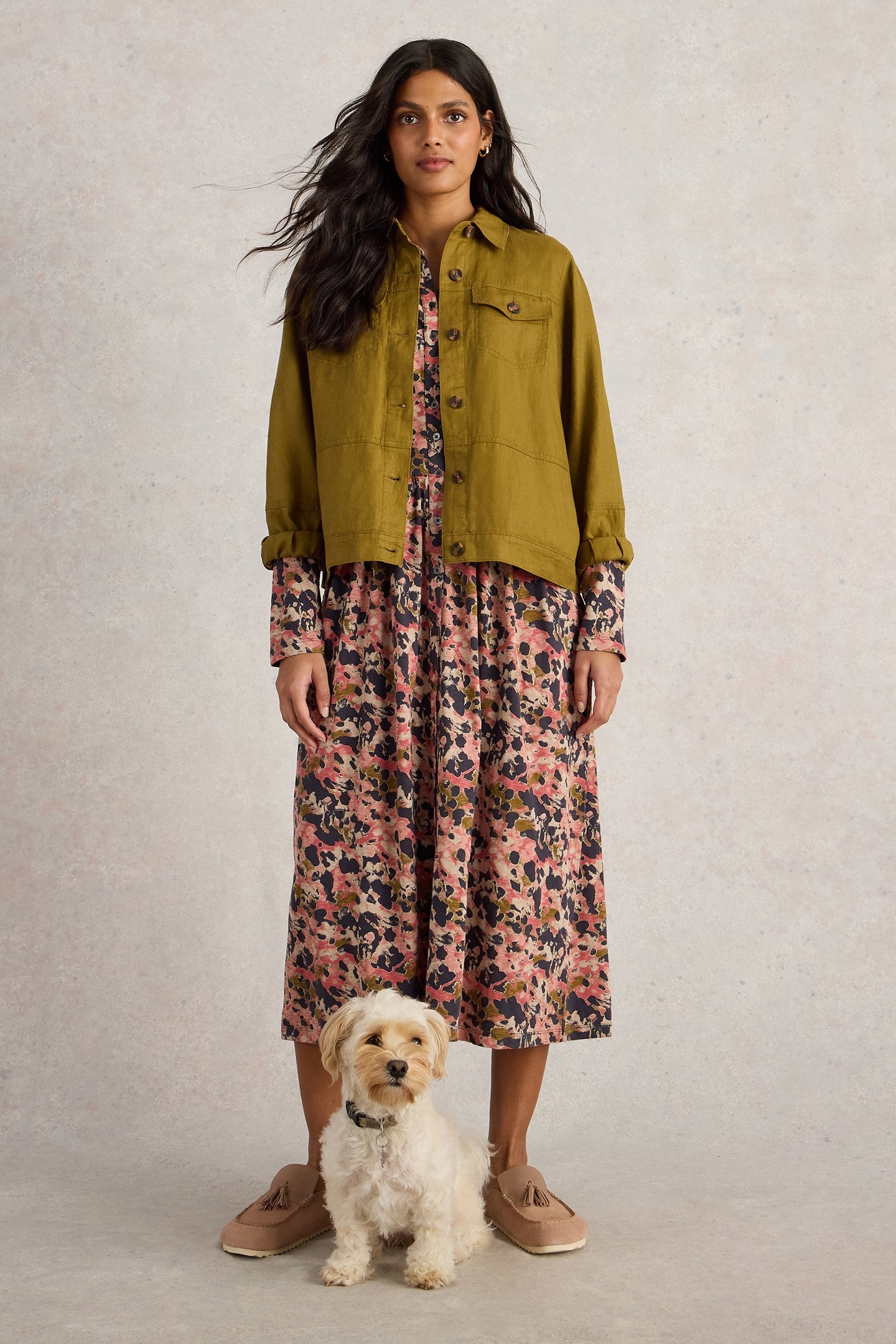 LOTTIE JERSEY SHIRT DRESS PINK MULTI 4