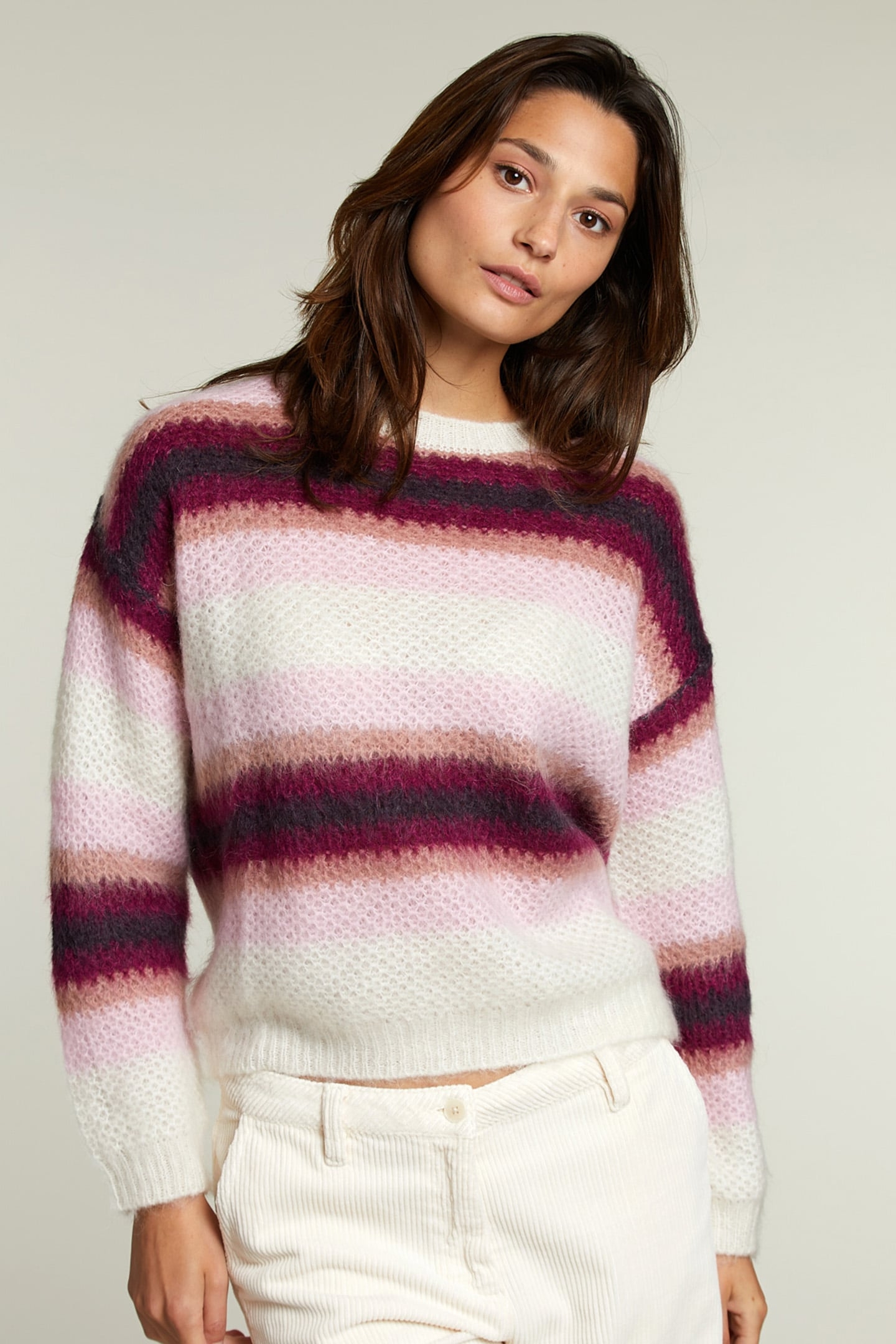 MULTI STRIPED CREW NECK SWEATER 1