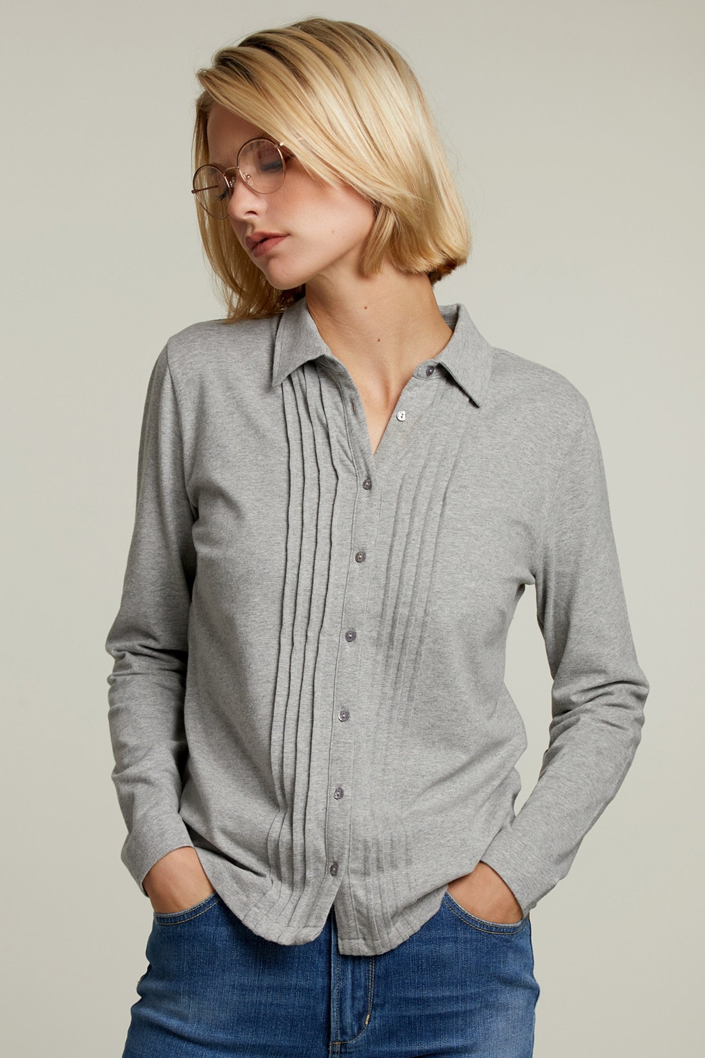 GREY T-SHIRT WITH BUTTONS 1