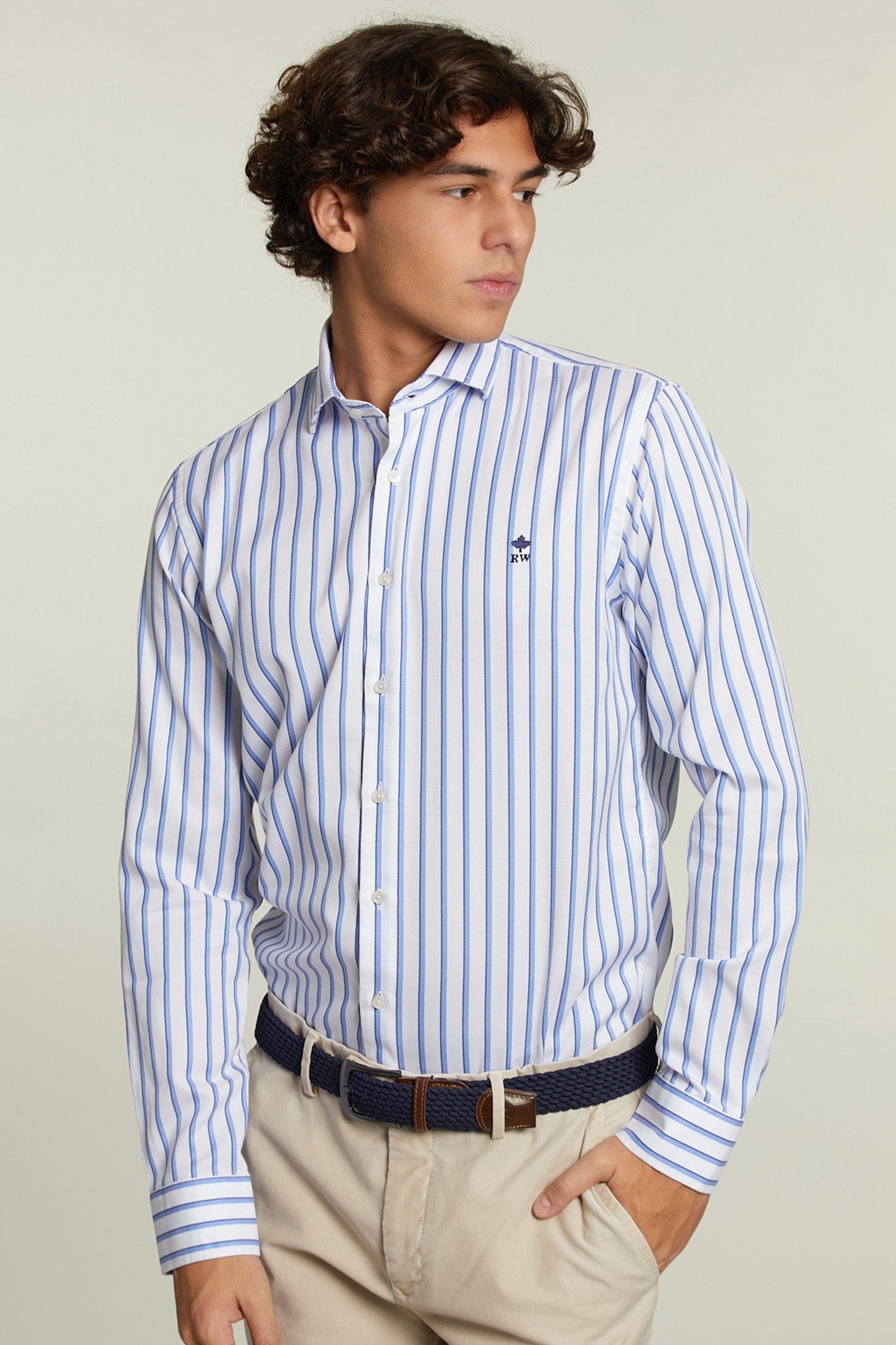 CUSTOM FIT STRIPED SHIRT BLUE/WHITE 1