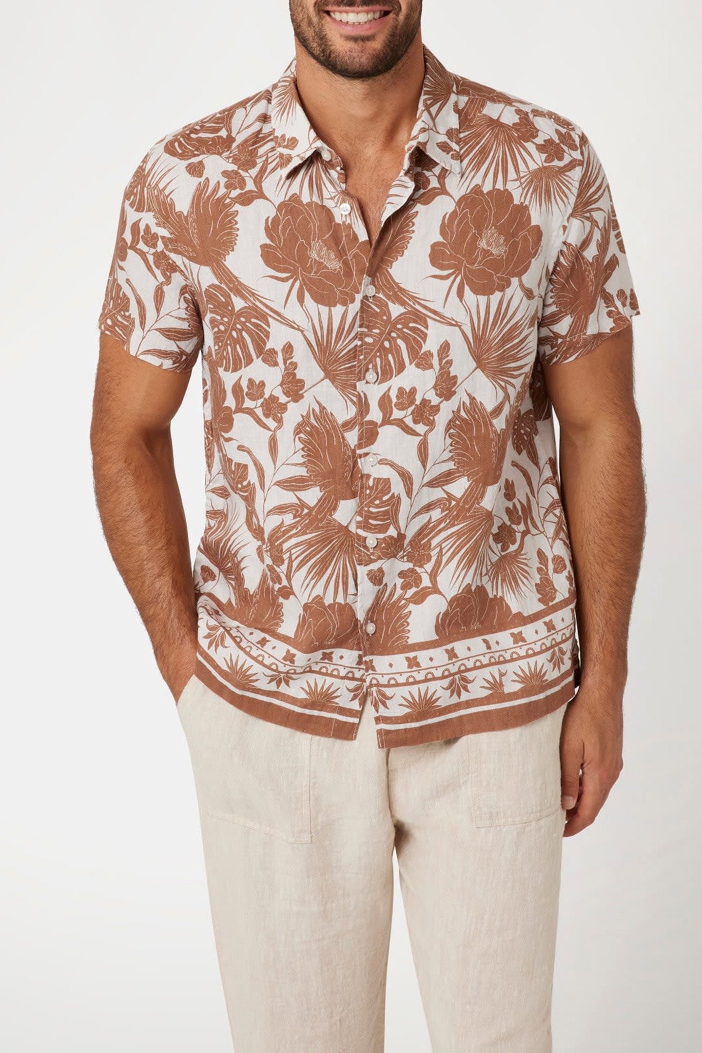 SS ISLAND LINEN BORD TROPICAL LINOCUT NUT 1