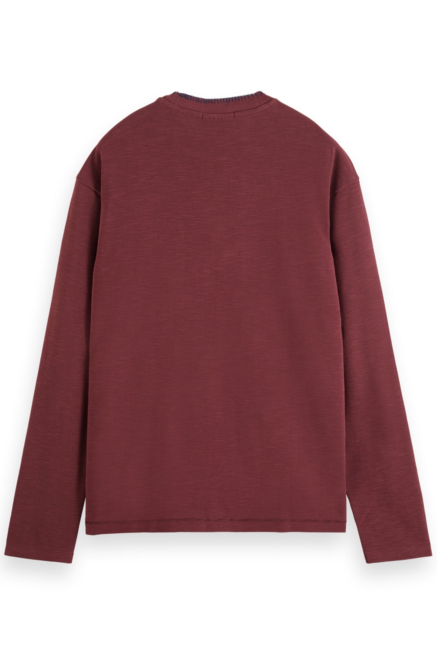 RELAXED FIT BLANKET STITCH SLUB LONGSLEEVE T-SHIRT WINE 5