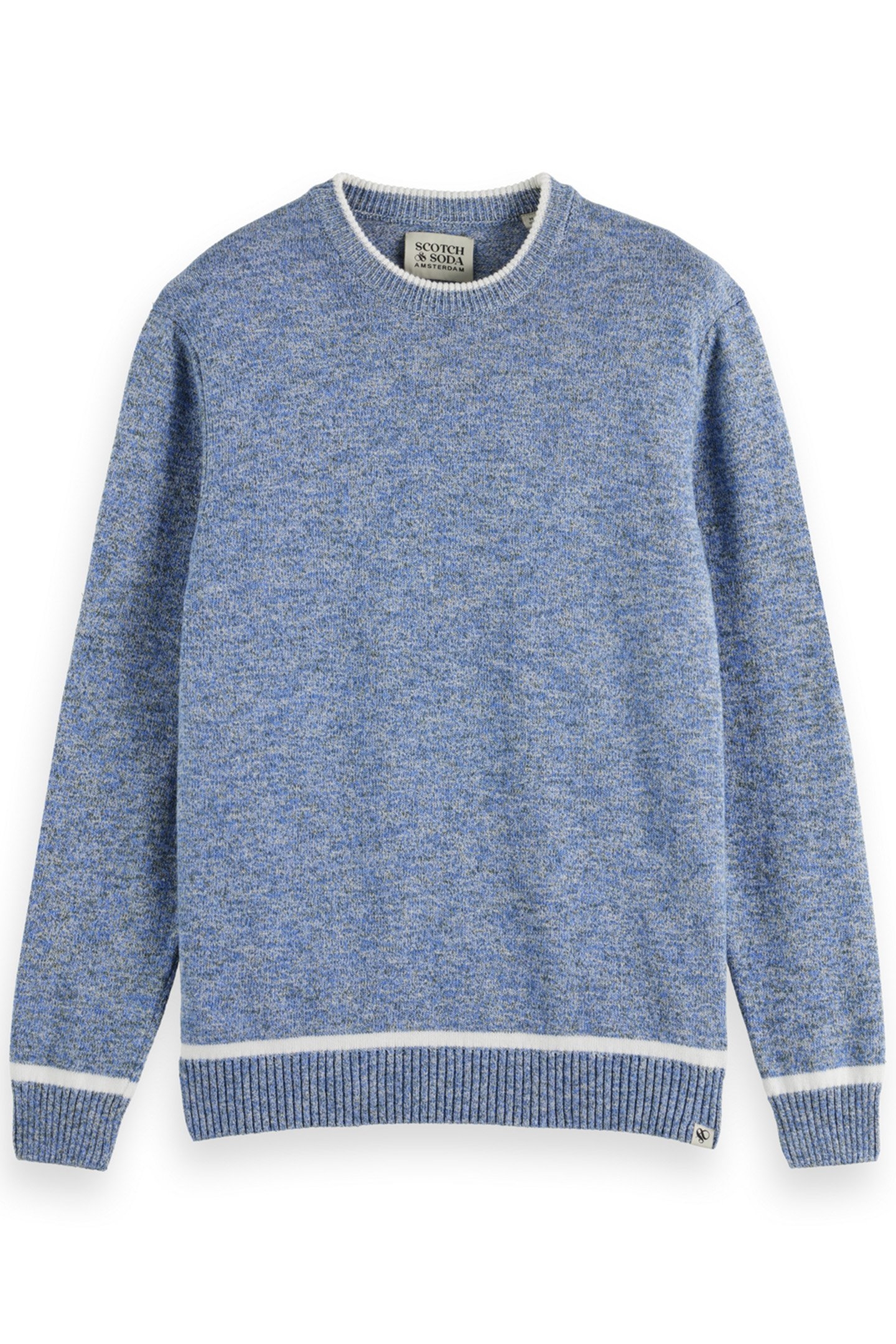 REGULAR CREW NECK COTTON BLEND BLUE MELANGE 1