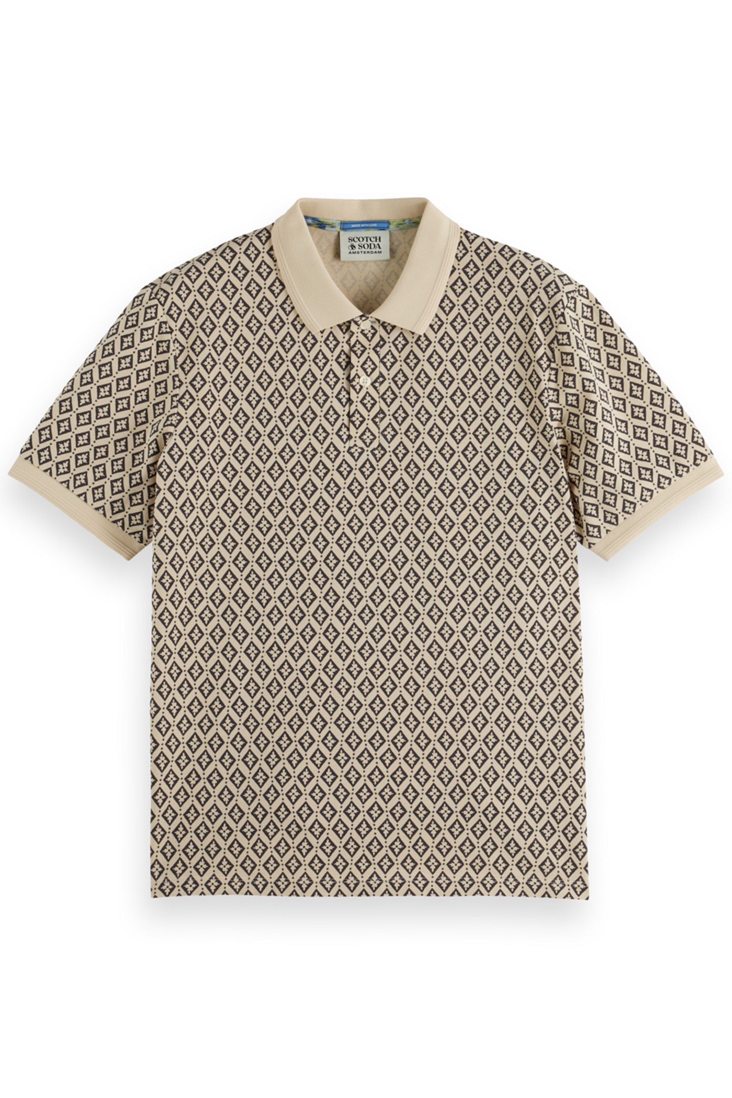 REGULAR FIT MINI ALL OVER PRINT POLO PARCHMENT GEO FLOWER 1