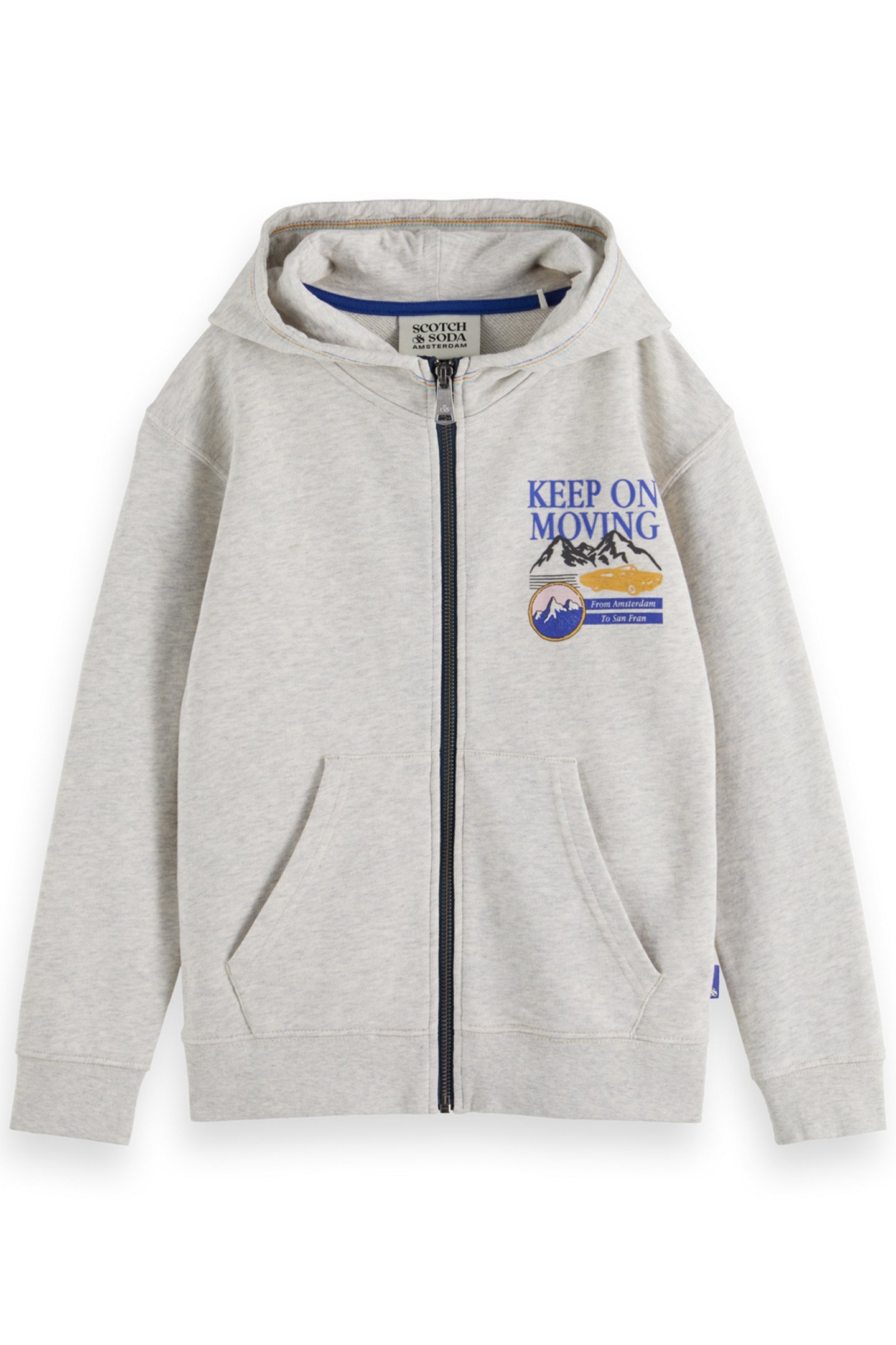 BOY RELAXED-FIT ZIP-THROUGH ARTWORK HOODIE ECRU MELANGE 1