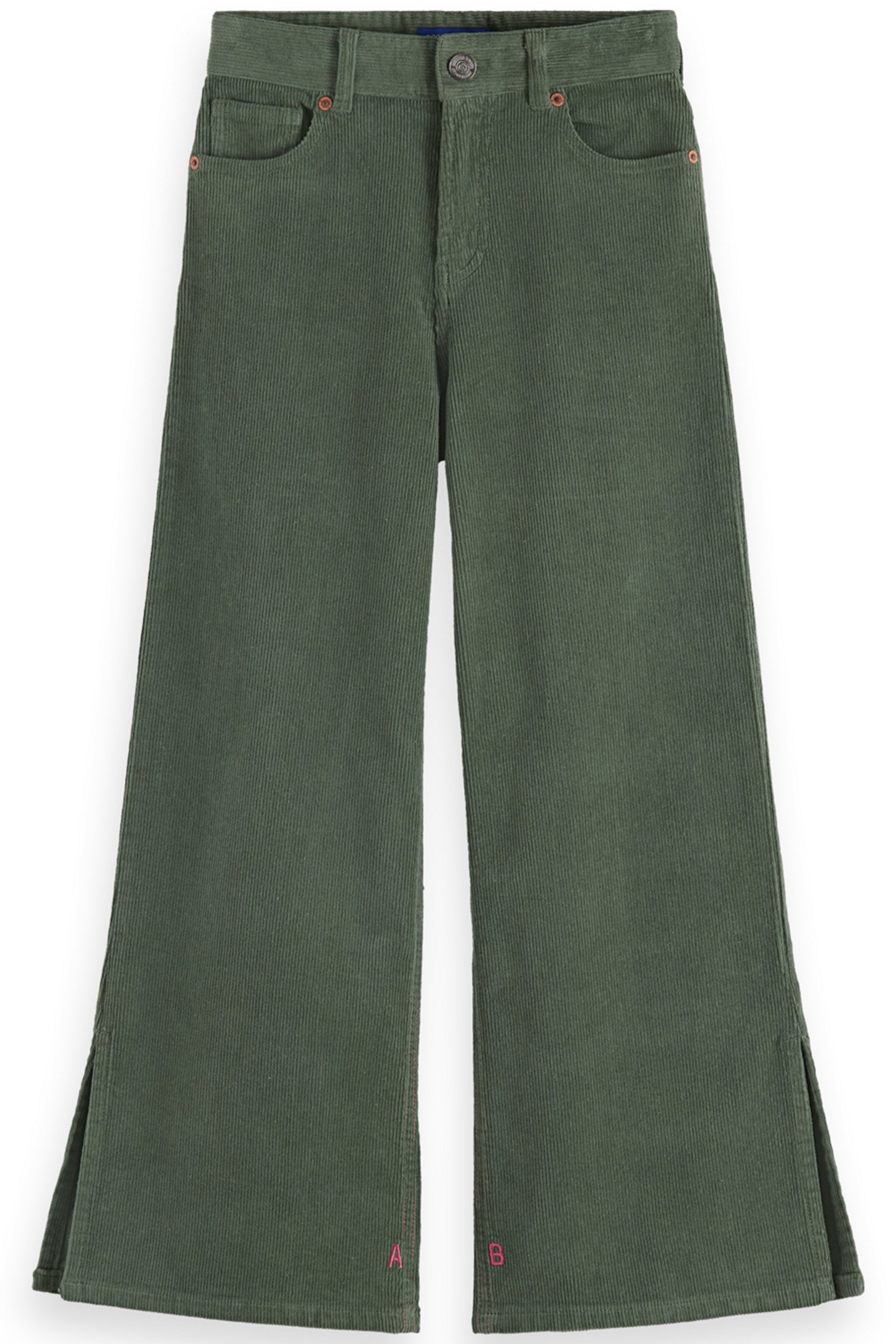 GIRL THE WAVE WIDE LEG JEANS - CORDUROY PINE GREEN 1