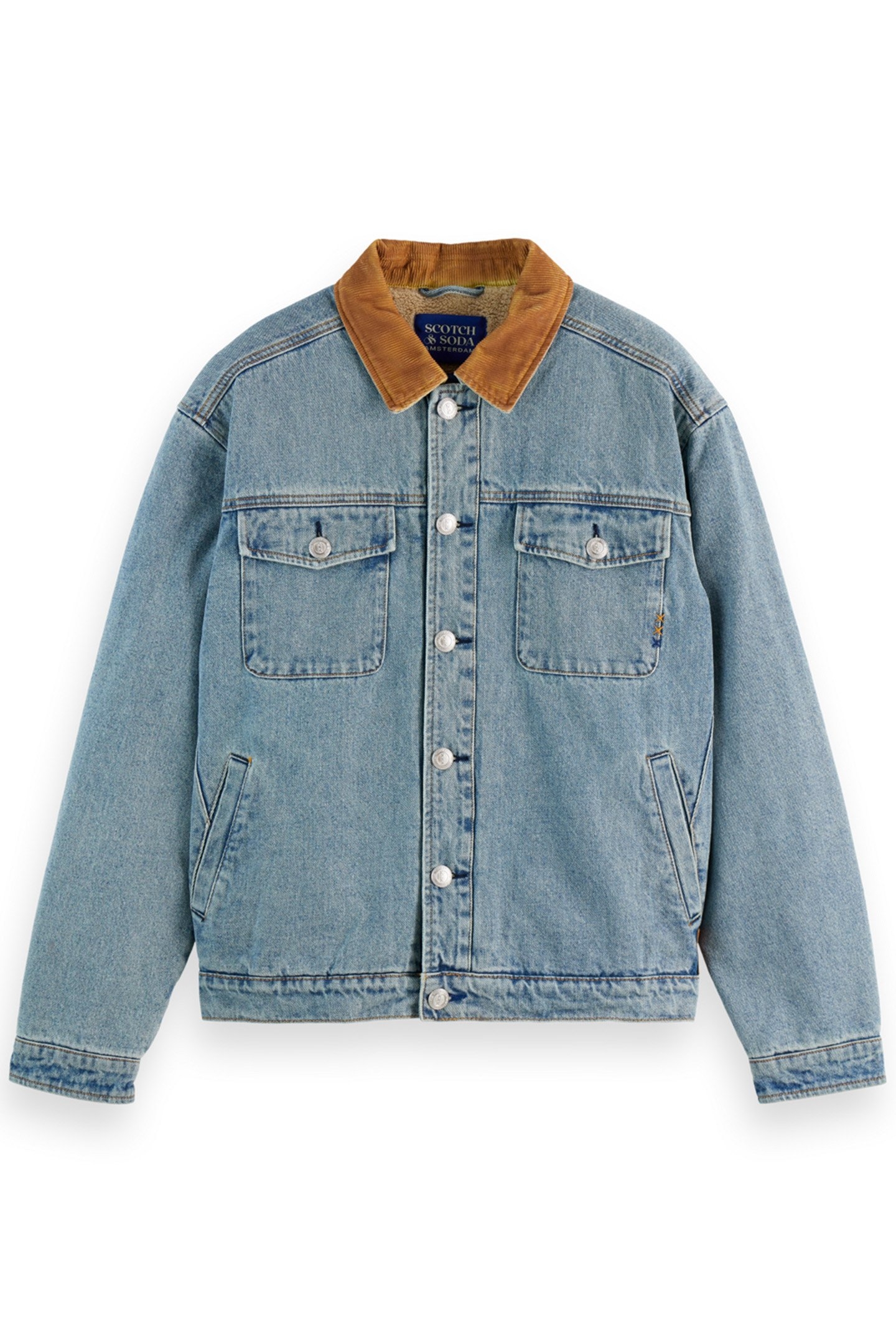 CORD COLLAR INDIGO TEDDY JACKET WASHED INDIGO 4