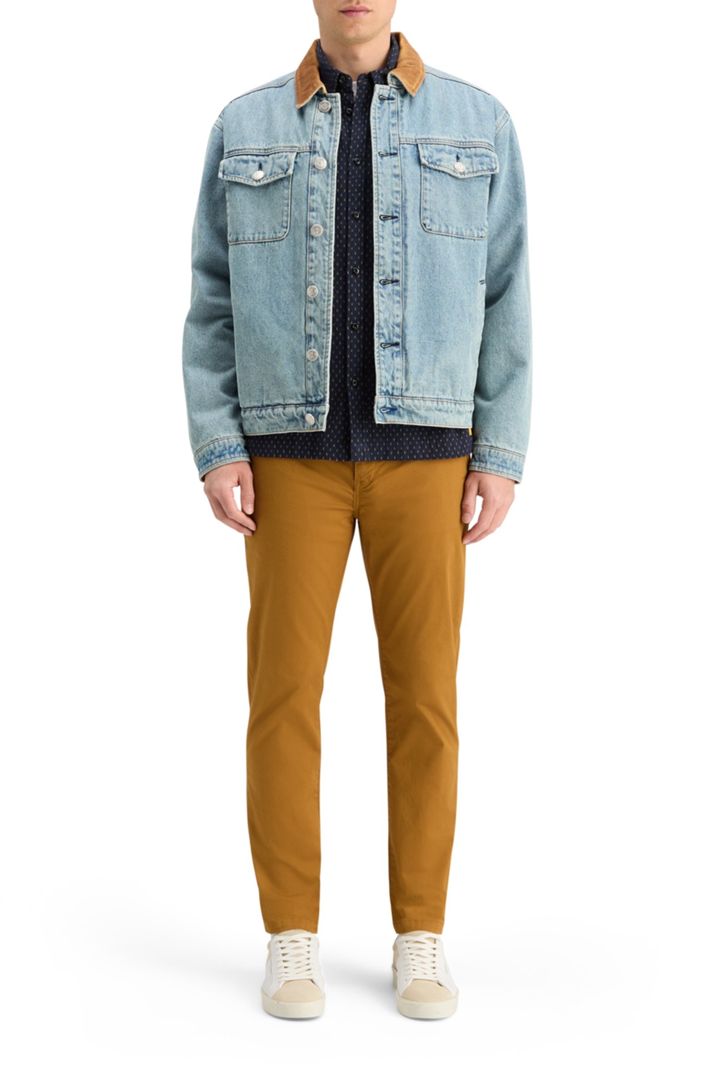 CORD COLLAR INDIGO TEDDY JACKET WASHED INDIGO 7