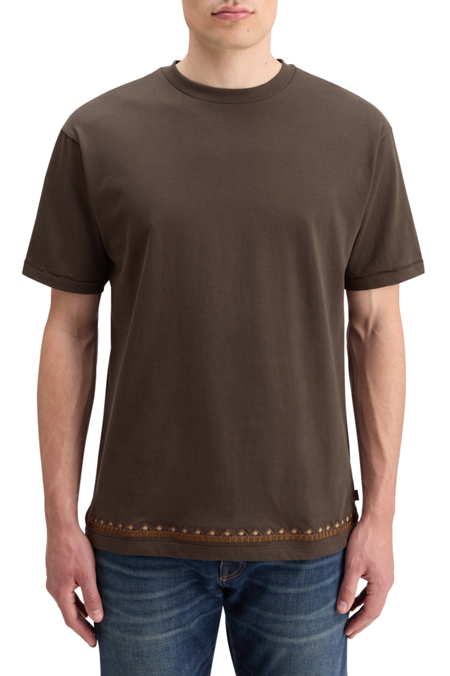 RELAXED FIT EMBROIDERY T-SHIRT COFFEE 1