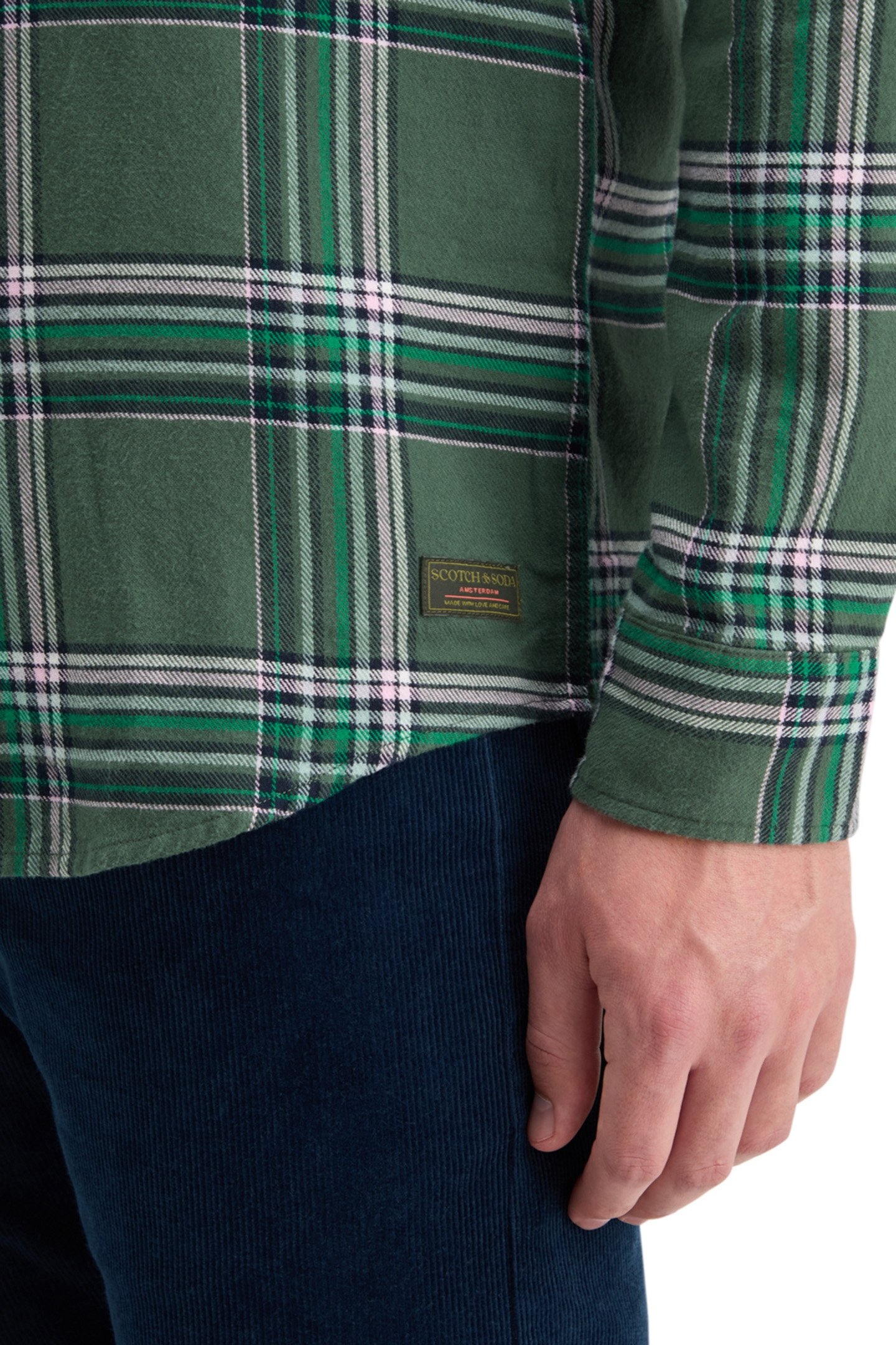 REGULAR FIT MULTICOLOURED FLANNEL CHECK SHIRT GREEN CHECK 7