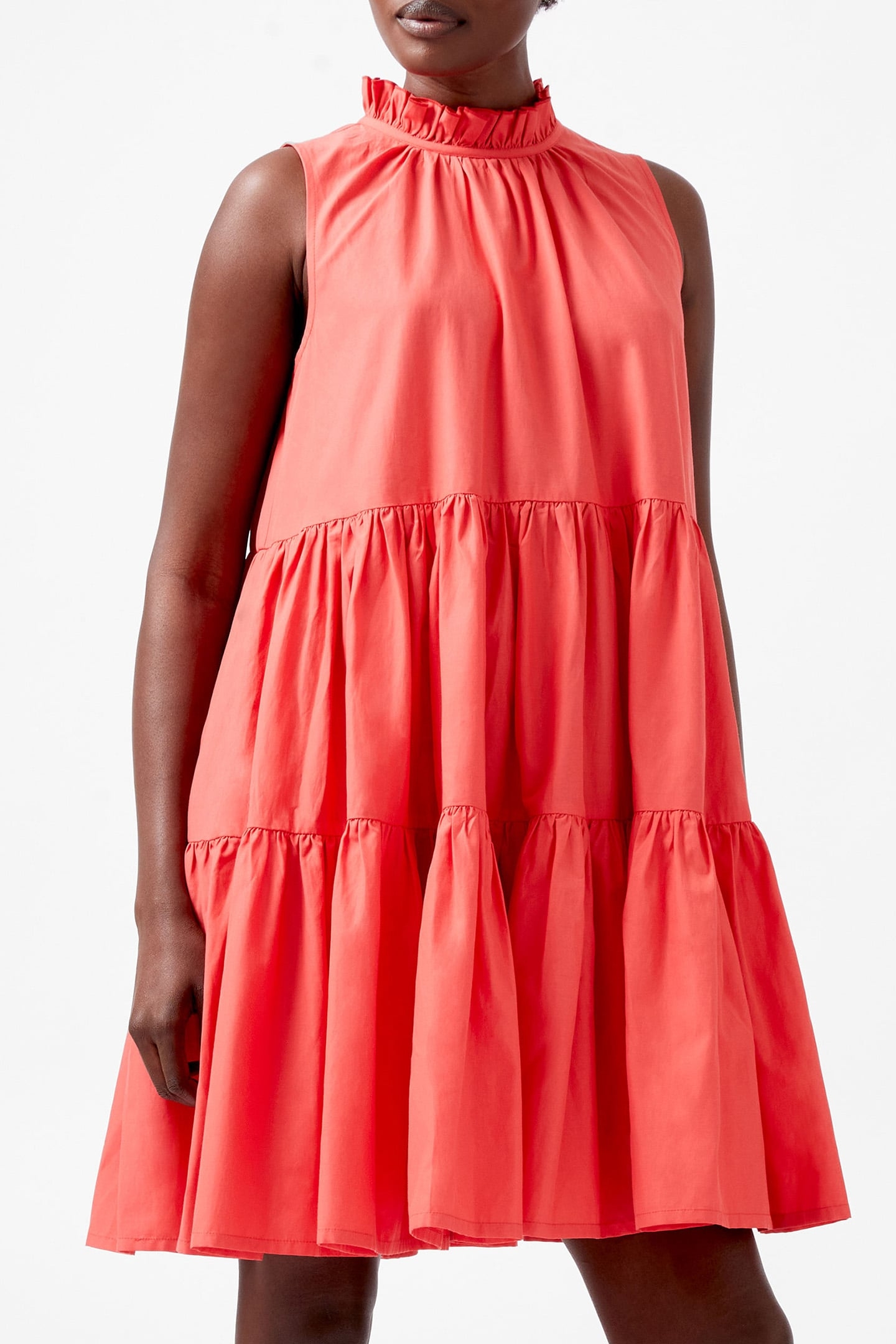 ERA POPLIN S/LESS HIGH NK DRES CAYENNE RED 1