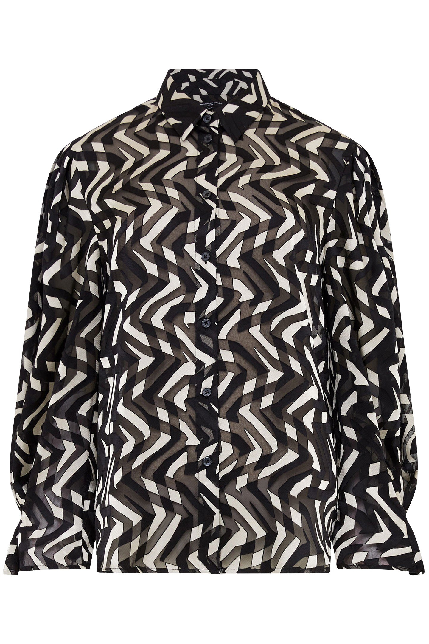 DIANDRA SATIN BURNOUT TOP BLACK/CREAM 3