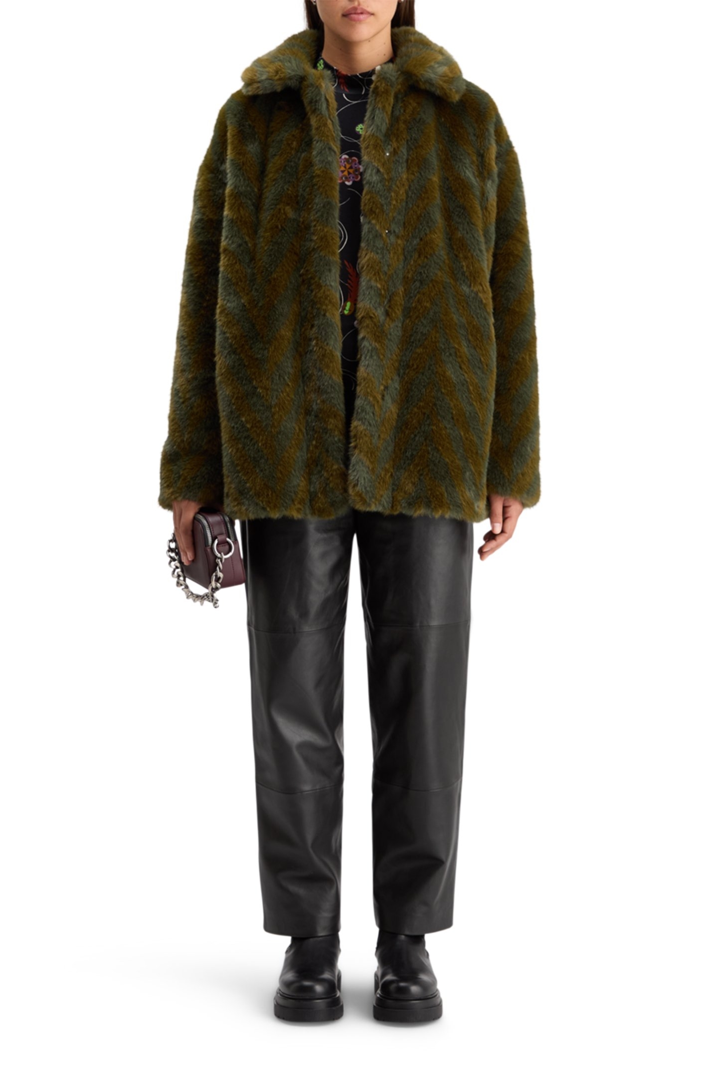 A-LINE FAUX FUR COAT OLIVE 7