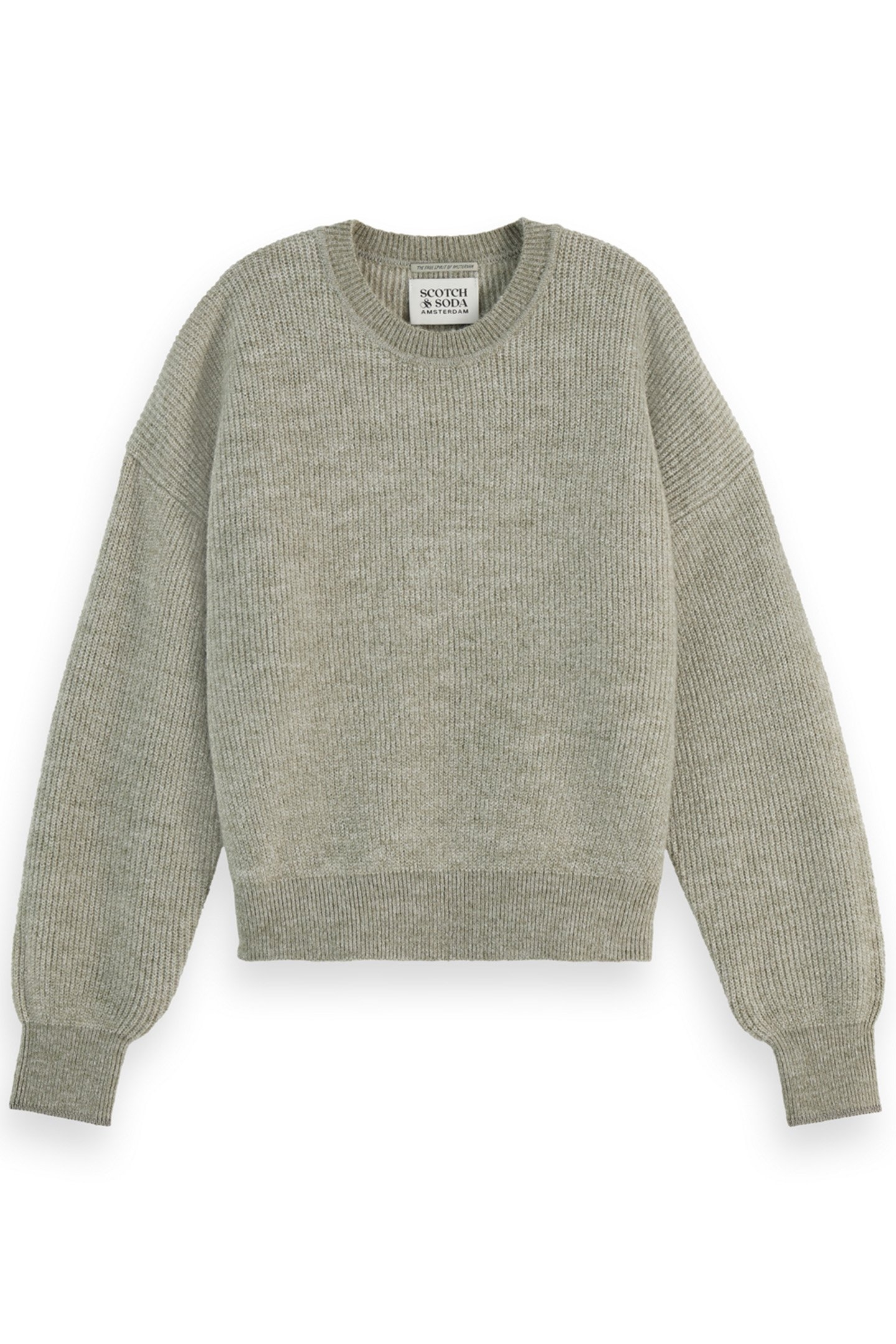 FUZZY CREW NECK PULLOVER WASHED SAGE MELANGE 4